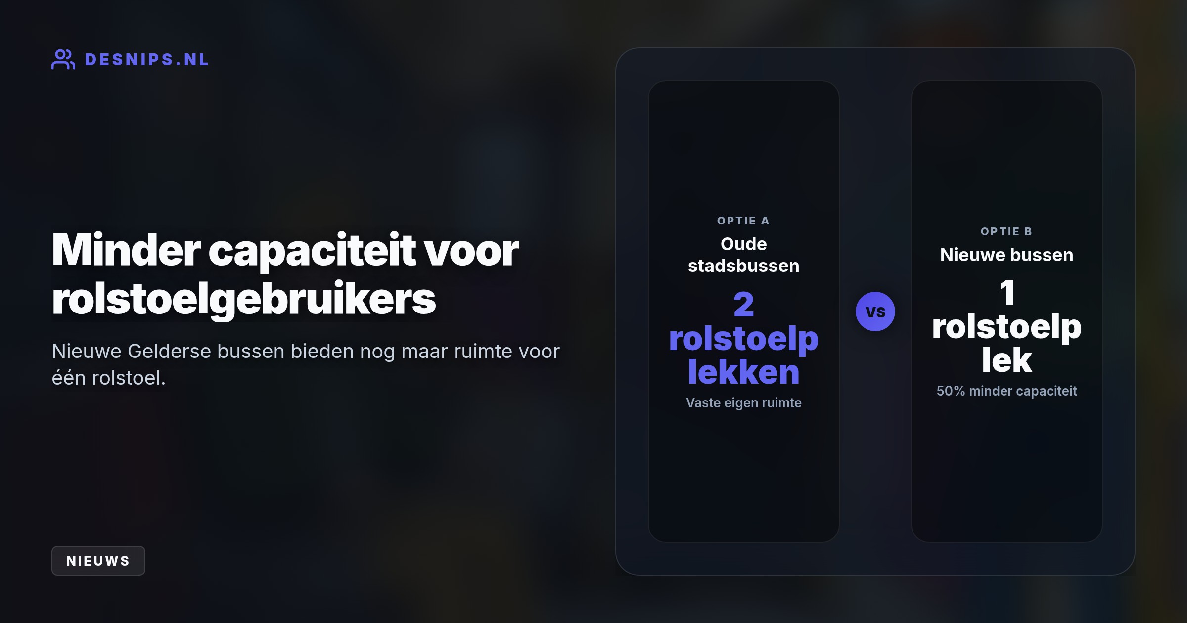 In 92 nieuwe Transdev-bussen in regio Arnhem-Nijmegen is de rolstoelruimte gehalveerd. Belangenorganisaties sturen een protestbrief omdat ze niet bij het besluit zijn betrokken.