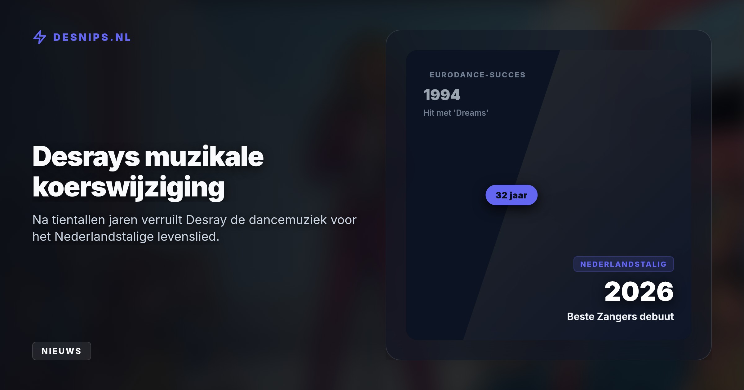 Zangeres Desray zingt 'Zeilen op de wind van vandaag', het levensmotto van Yves' opa die de Holocaust overleefde. Het optreden inspireert haar tevens tot een Nederlandstalige carrière.