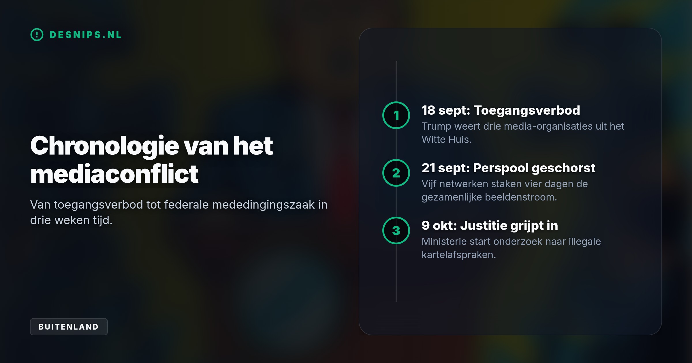 Vijf netwerken schortten hun perspool op toen Trump journalisten weigerde; Justitie onderzoekt nu of dit protest de mededingingswet schond.