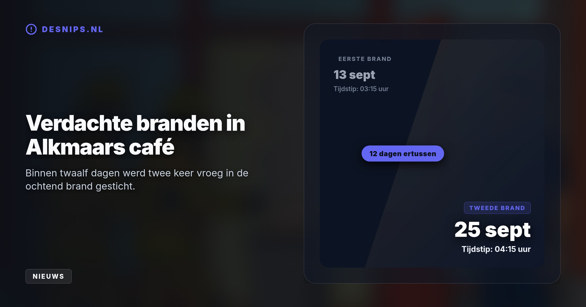 Na het blussen van een smeulende prullenbak zoekt de recherche een verdachte in een gewatteerde jas. Twaalf dagen eerder woedde er ook al brand in het Alkmaarse café.