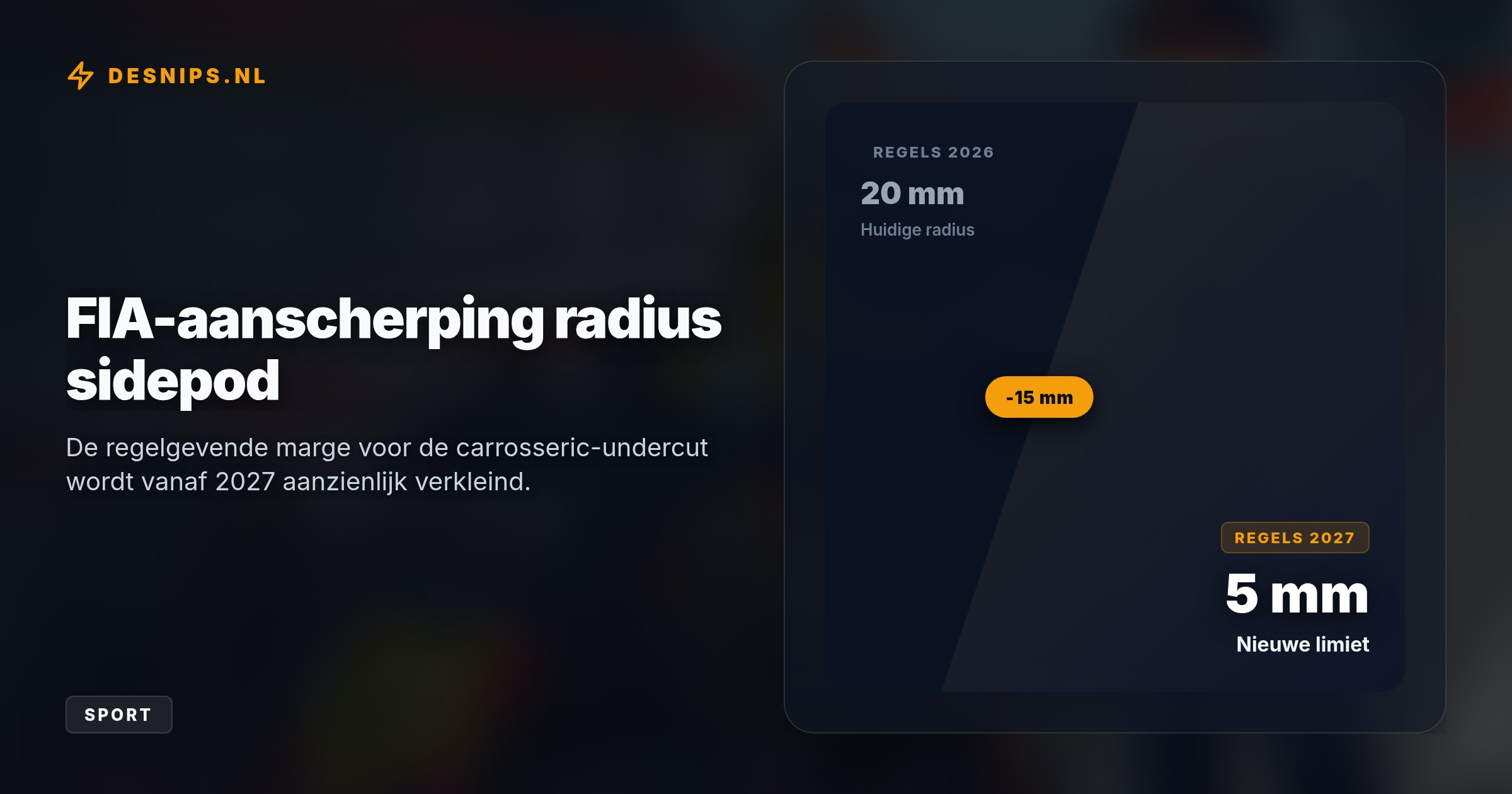 Door de toegestane radius rond de sidepodsteun te verkleinen van 20 naar 5 mm sluit de FIA het maasje, maar Red Bull mag het systeem in 2026 houden.