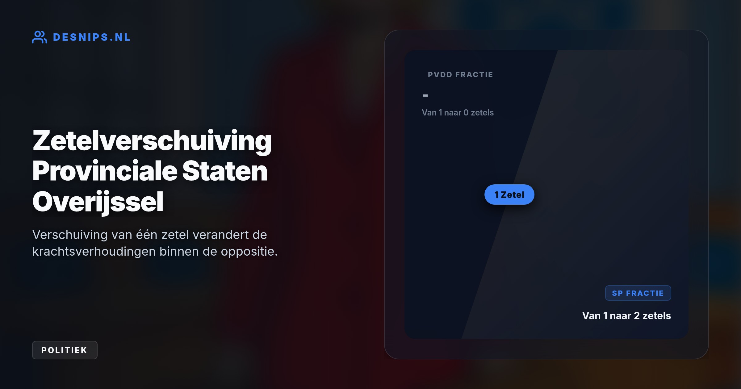 Mirjam Fagel verlaat de PvdD wegens een te 'absolute' koers en standpunten over defensie. Door haar zetel mee te nemen verdubbelt de SP-fractie tot twee zetels.