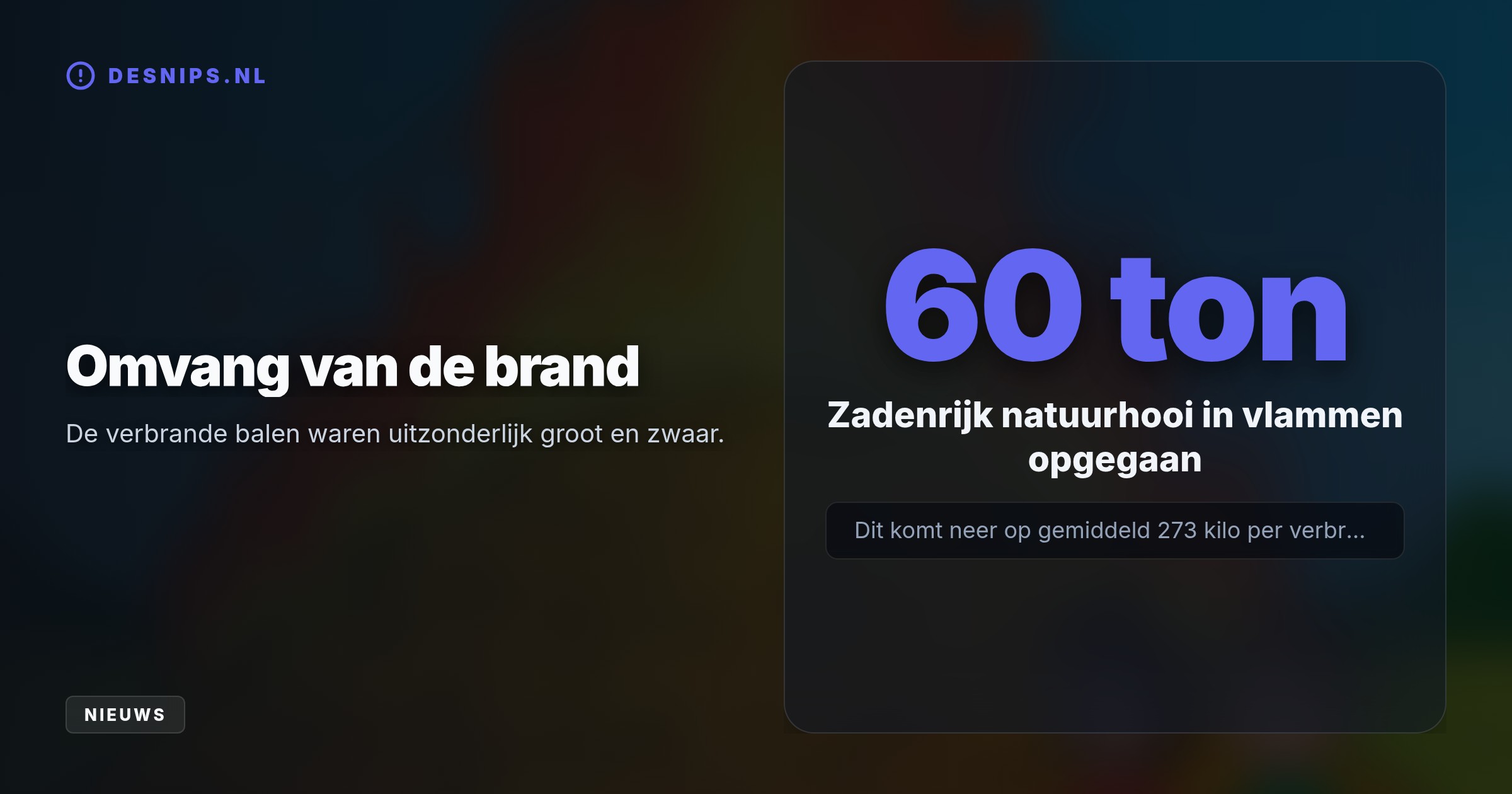 De daders zijn te jong om de gevolgen te overzien. Door hun spel met vuur ging zestig ton uniek natuurhooi verloren, waardoor lokale natuurprojecten stilliggen.