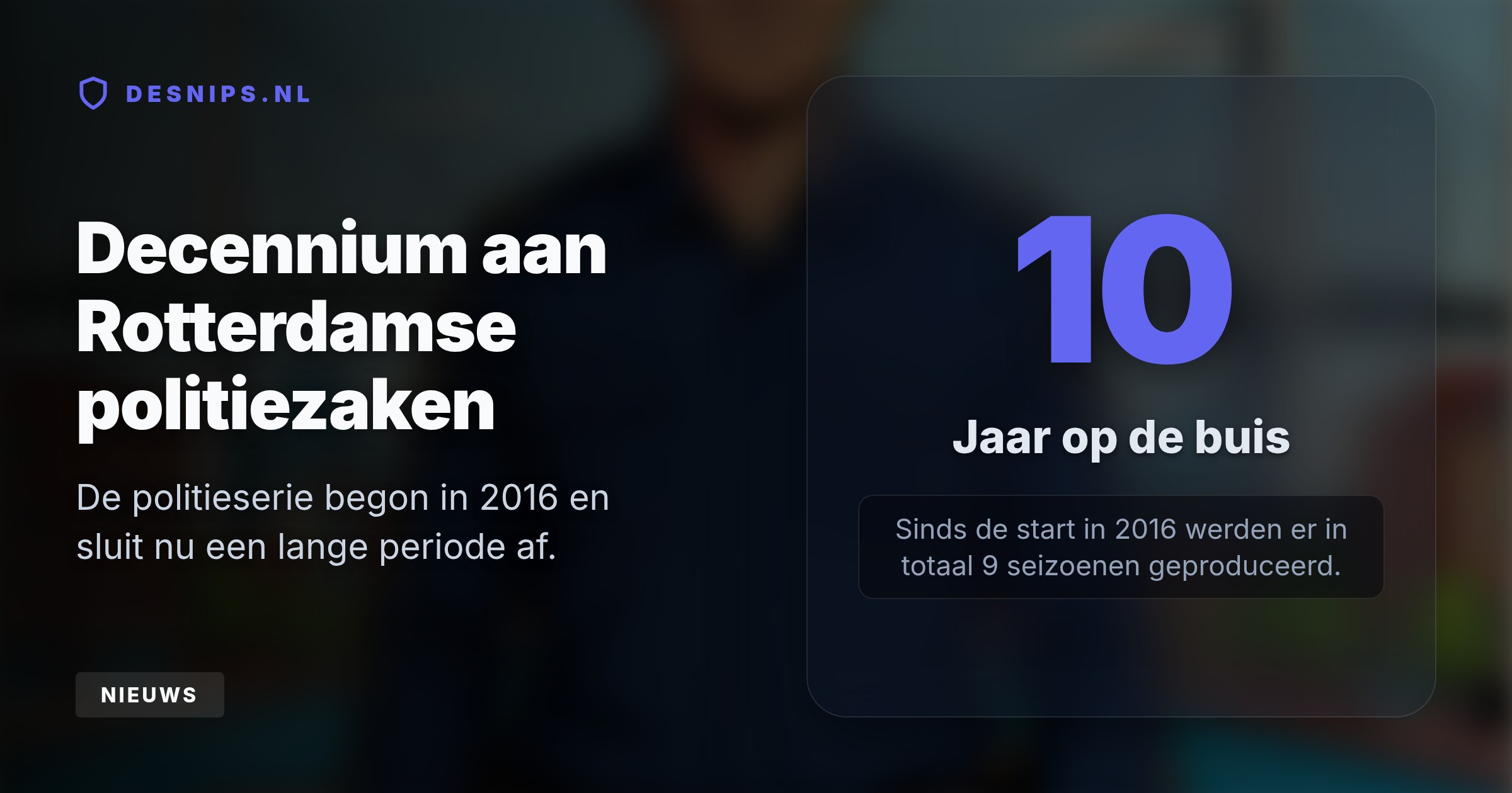 AVROTROS zendt de reeds opgenomen afleveringen uit als eerbetoon aan de overleden acteur. Bezuinigingen dwingen de omroep om na dit negende seizoen definitief met de politieserie te stoppen.