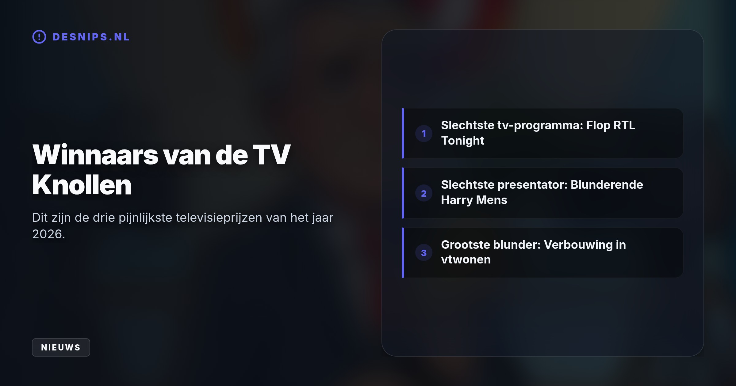 De jury van Spreekbuis bekroont RTL Tonight wegens tegenvallende kijkcijfers. Presentator Harry Mens blinkt uit in een tenenkrommend interview met Catherine Keyl.