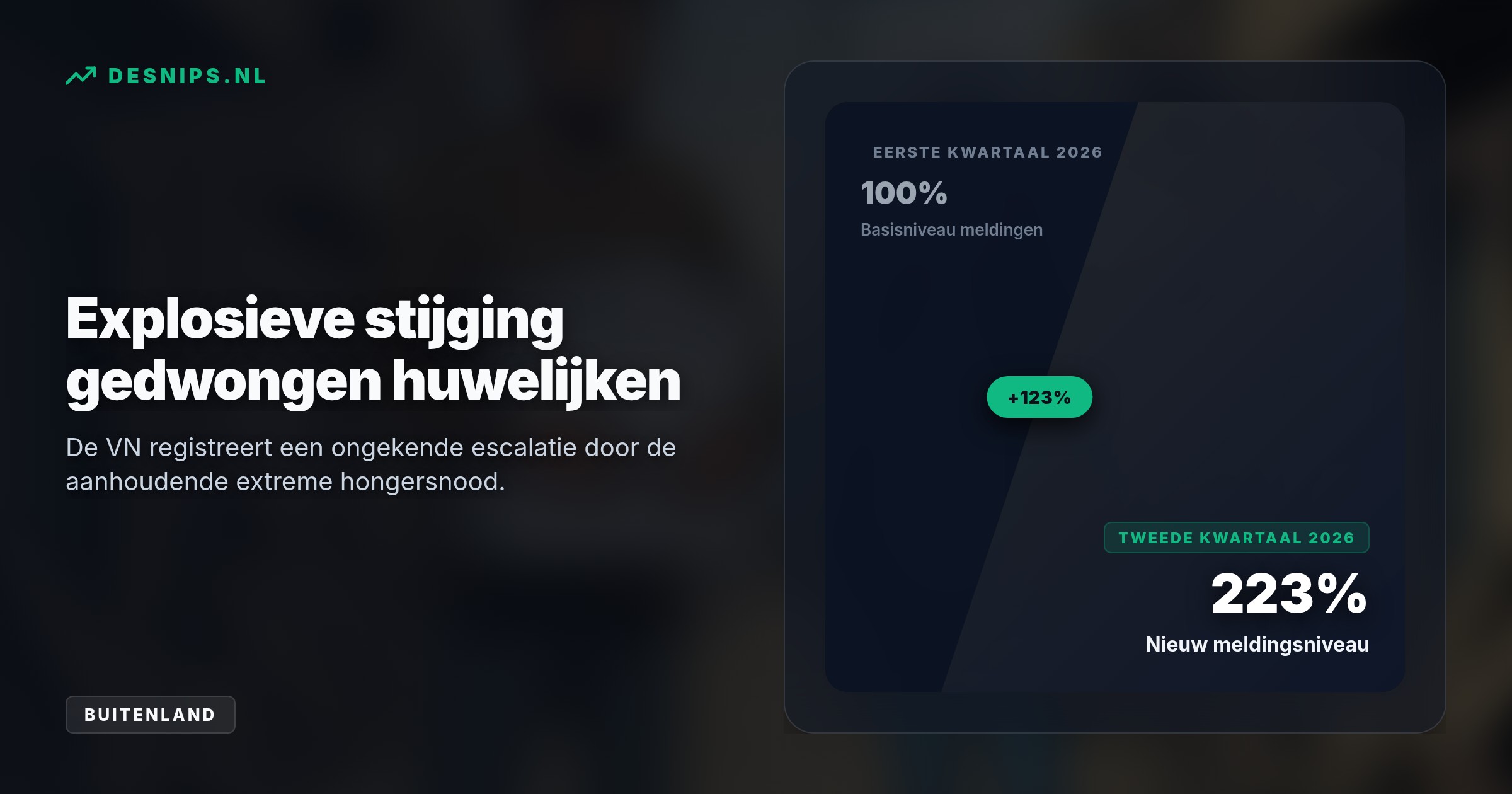 Door extreme hongersnood huwelijken vaders in Gaza jonge dochters uit voor meel. Door het wegvallen van wettelijk toezicht steeg het aantal gedwongen huwelijken met 123 procent.