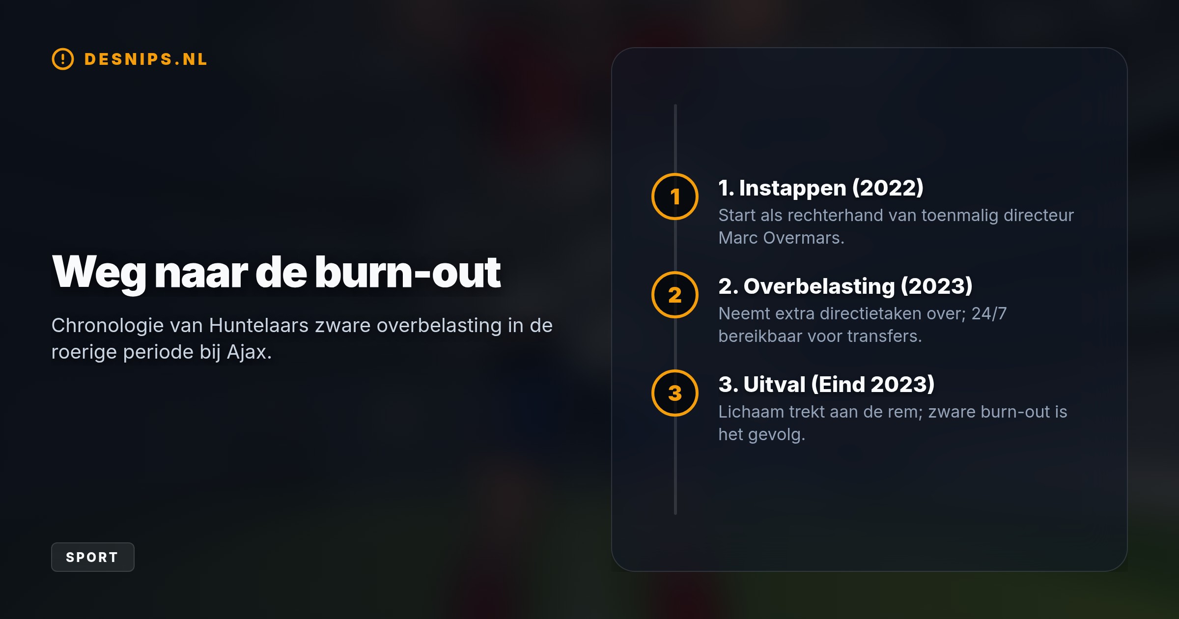 Na het onverwachte vertrek van de Ajax-top kreeg de oud-spits te veel taken, waaronder nachtelijke transfertelefoontjes en afscheidsspeeches op de middenstip.