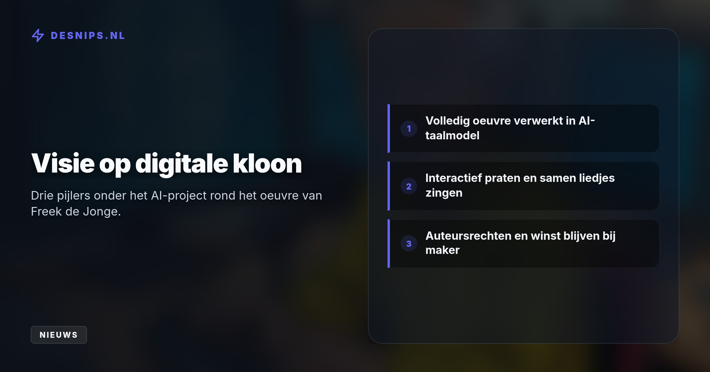 Technici in Eindhoven gieten het complete oeuvre van Freek de Jonge (82) in een AI-model. Gebruikers kunnen straks interactief in gesprek met de cabaretier en meezingen.