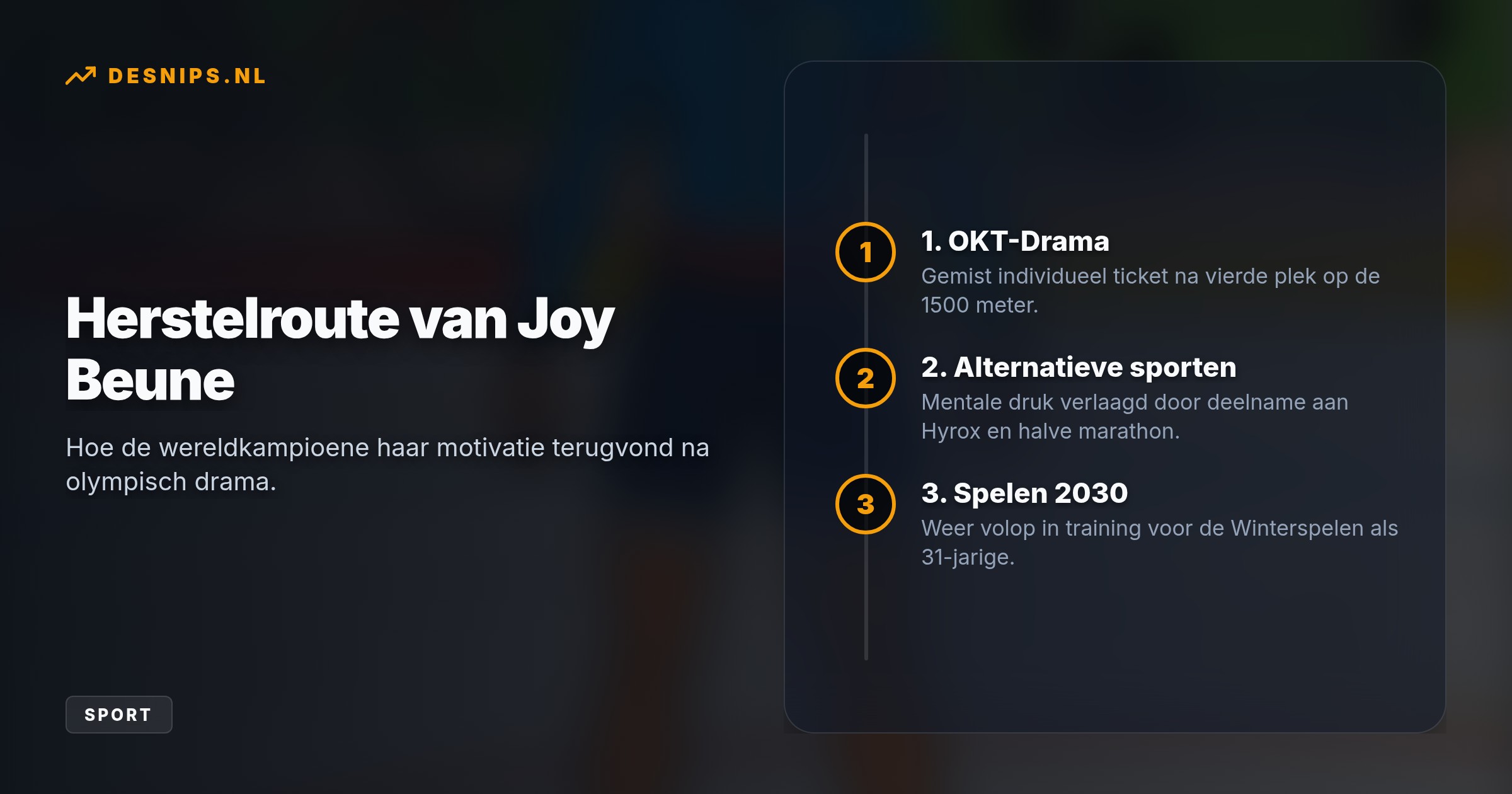 Na het missen van haar olympische 1500m-ticket verloor Beune haar motivatie. Hyrox en een halve marathon brachten de schaatsster weer terug op het ijs.