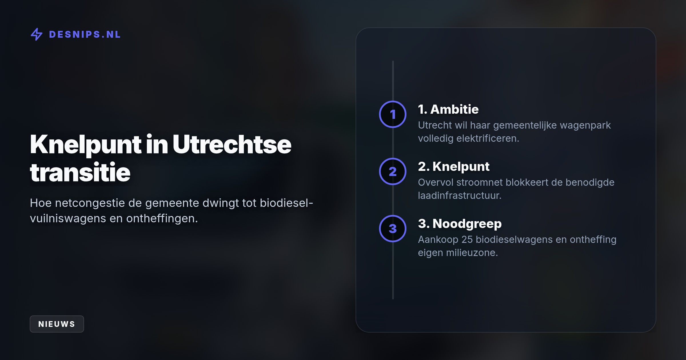 Door een overvol stroomnet kan Utrecht haar wagenpark niet elektrificeren. De stad vraagt nu een ontheffing aan voor de eigen zero-emissiezone.