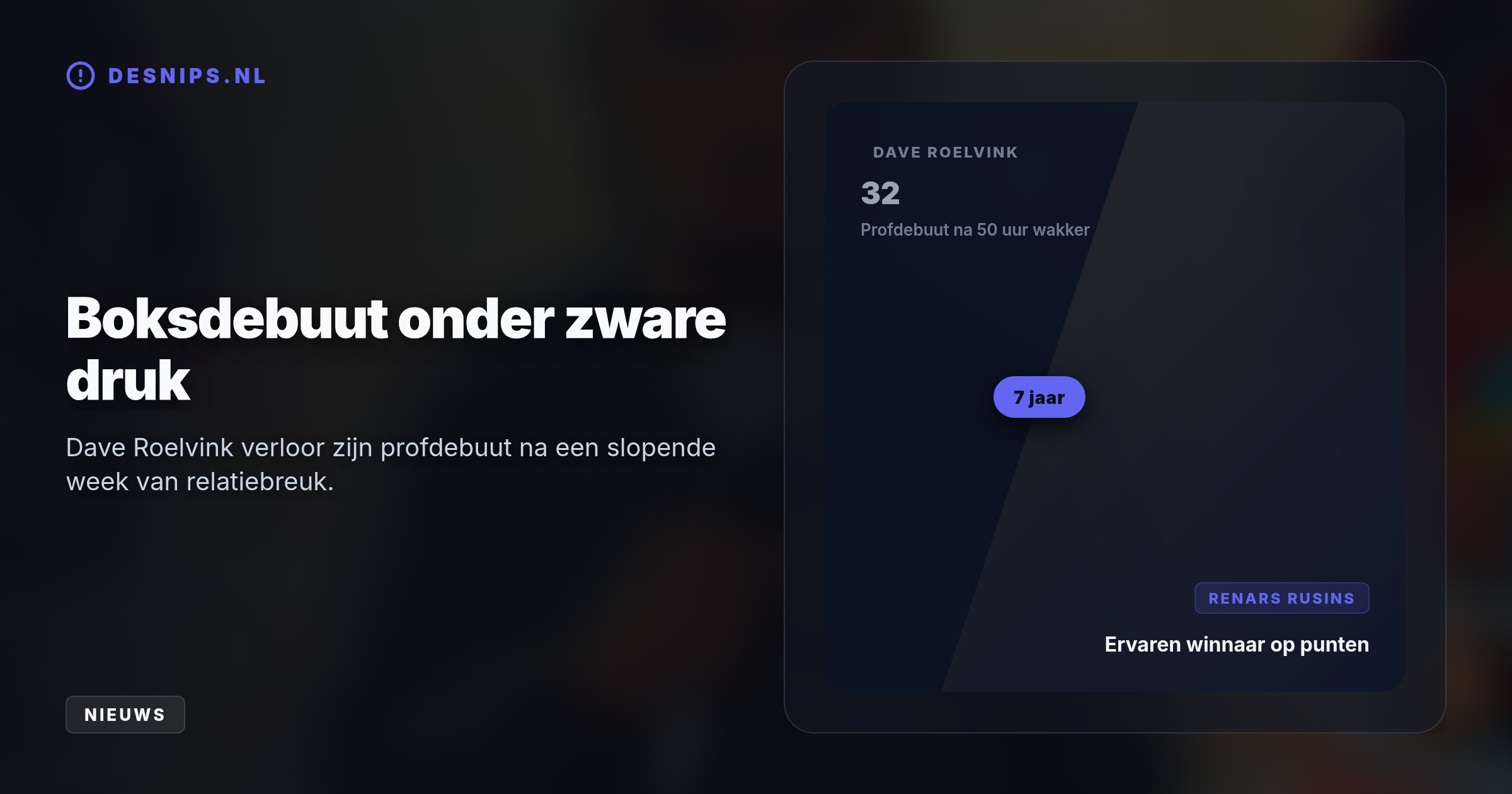 De rapper steunde zijn vriend Dave Roelvink bij diens boksdebuut in Rotterdam, ontweek juridische vragen maar kondigde aan dat hij op termijn 'echt gaat praten' over zijn rechtszaak.