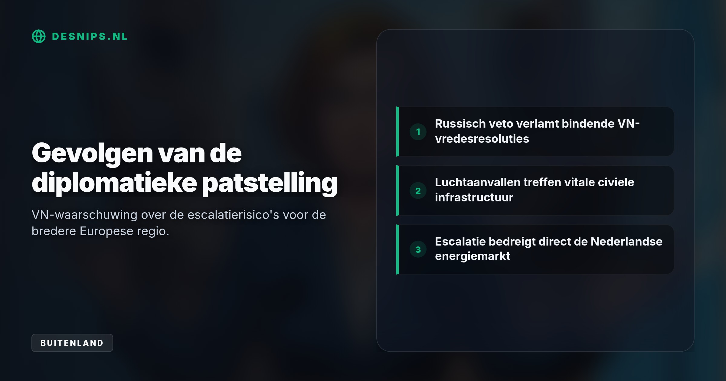 Nu de oorlog bijna vijf jaar duurt, waarschuwt de VN voor regionale escalatie die de Europese veiligheid bedreigt. Rusland blokkeert een resolutie via zijn veto.