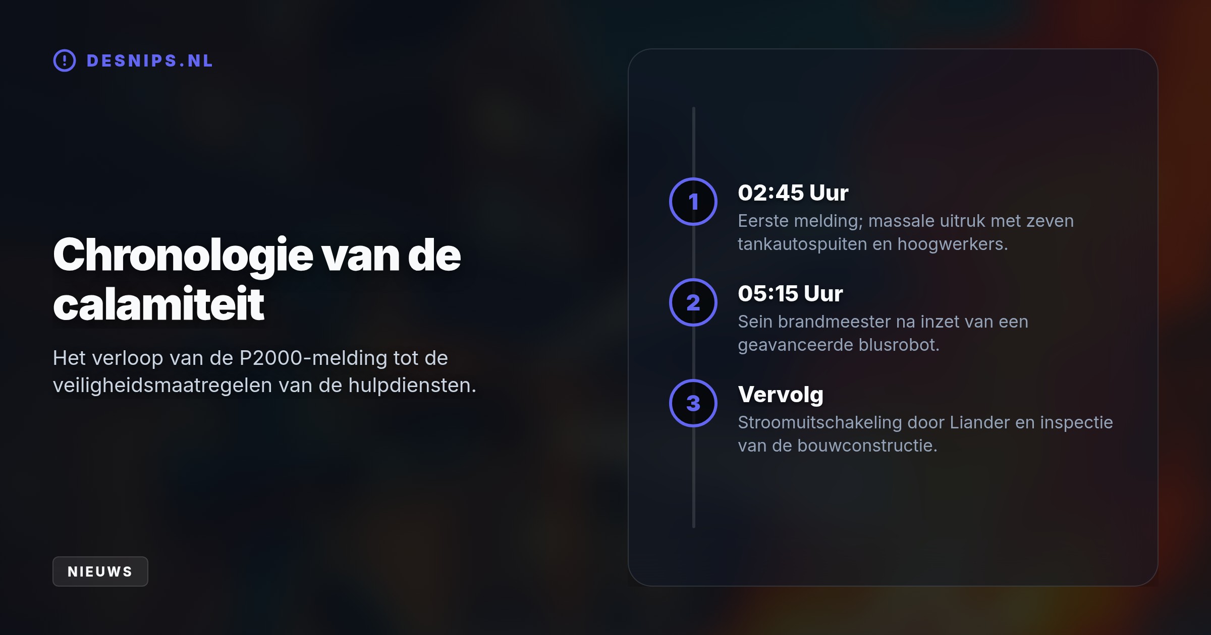 Na een hevige brand in de ondergrondse garage schakelde Liander de stroom uit. De brandweer zette een blusrobot in; constructie-inspecties bepalen wanneer bewoners terug kunnen.
