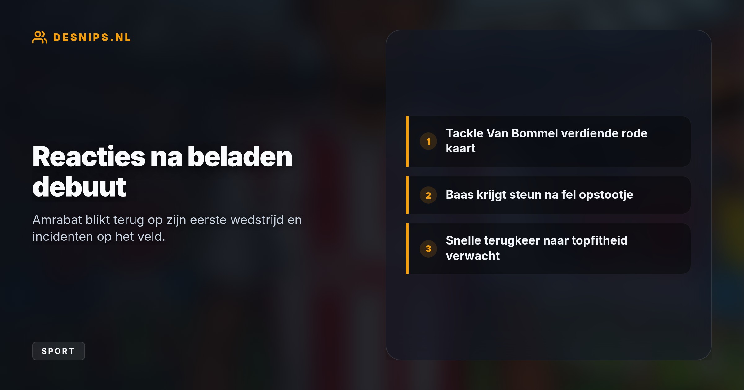 De nog niet topfitte middenvelder speelde direct ruim dertig minuten mee, maar kon een valse start voor de Amsterdammers in de Johan Cruijff Arena niet voorkomen.