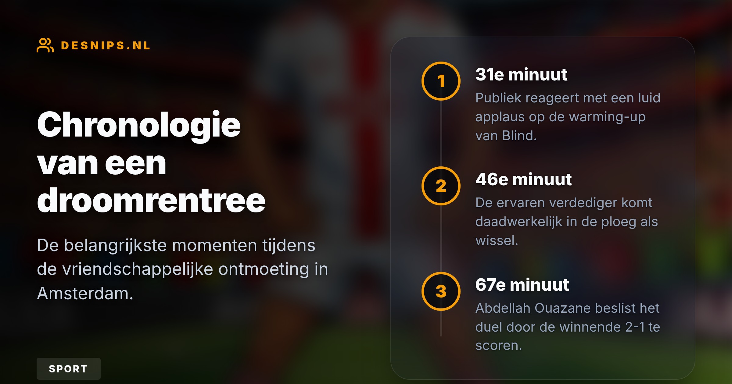 De ervaren verdediger viel na de rust in na een emotionele warming-up in de 31ste minuut. Ajax won het duel met 2-1 dankzij jonge talenten.