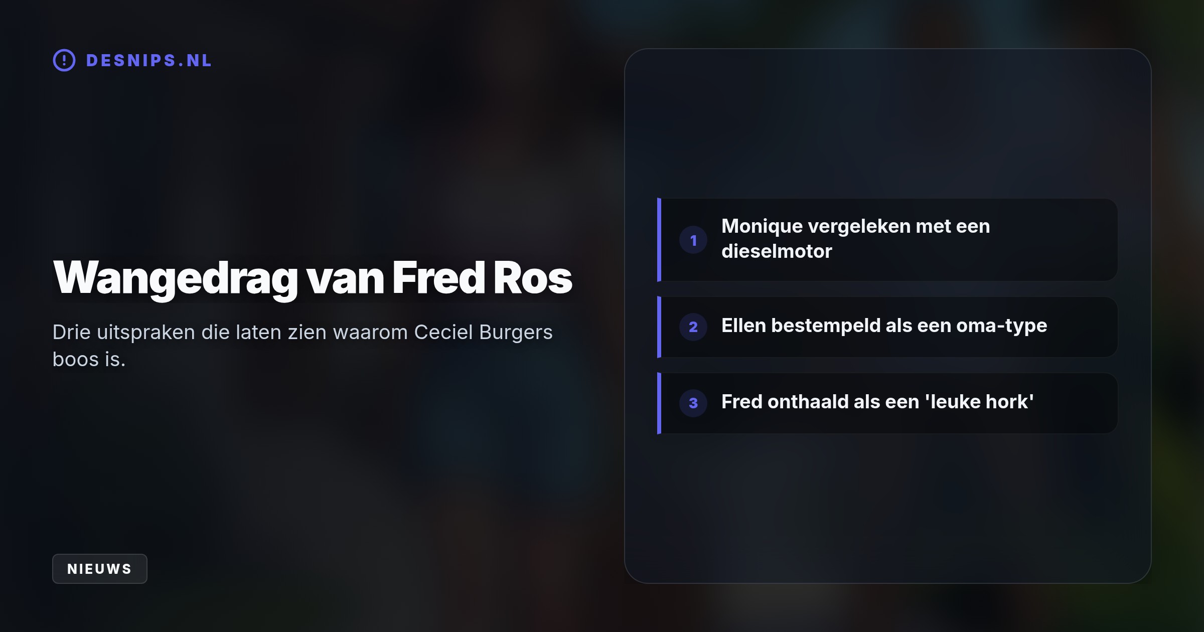 De Amersfoortse, die na 24 uur Bonaire ontvluchtte, verbaast zich erover dat talkshows Fred als cultheld onthalen. Ze eist een scherpere, kritischere journalistieke toon.