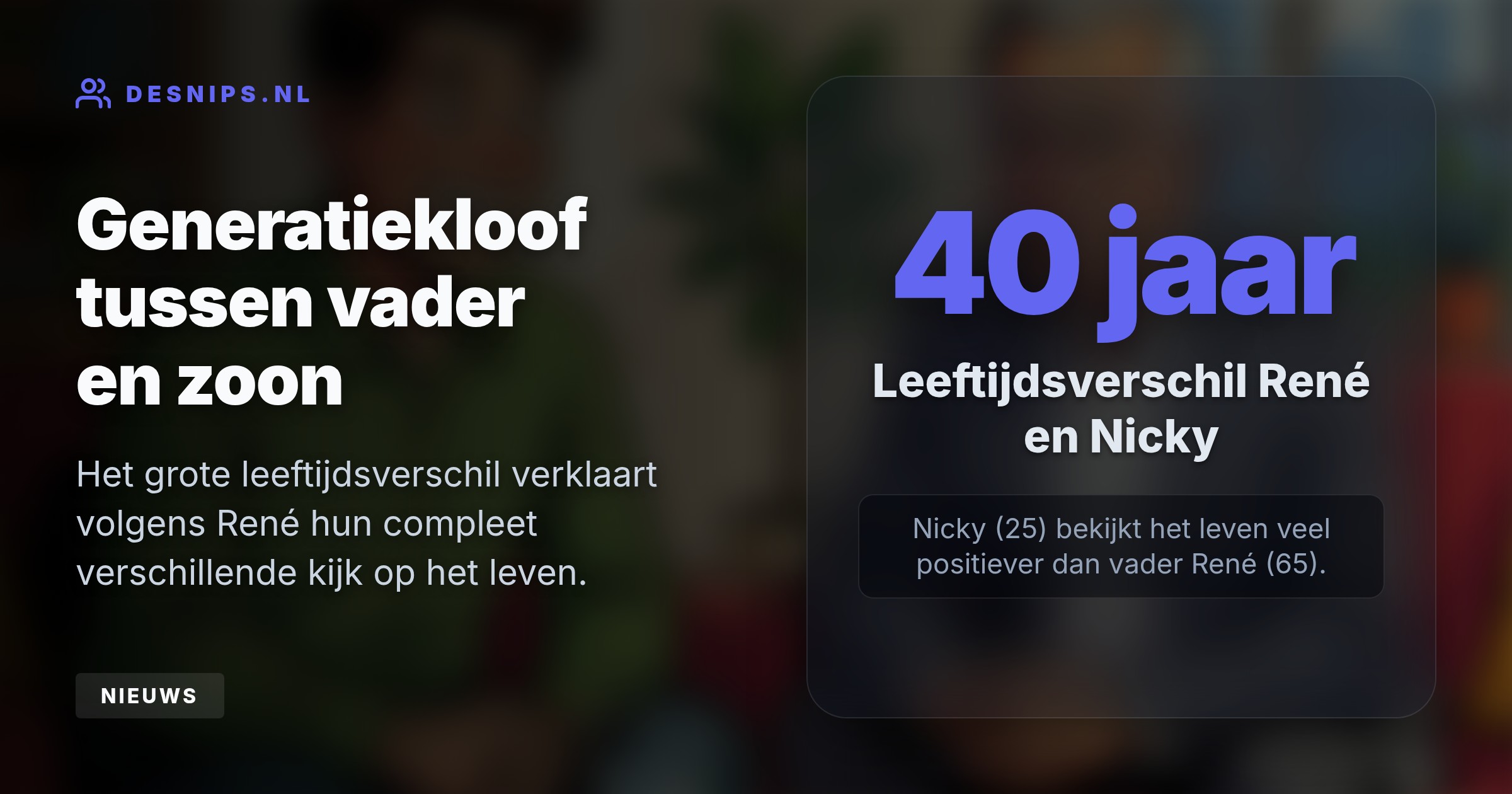 De 25-jarige Nicky staat positiever in het leven na het vroege verlies van zijn moeder. Hij wil absoluut geen 'nepobaby' zijn en bewijst op eigen benen te kunnen staan.