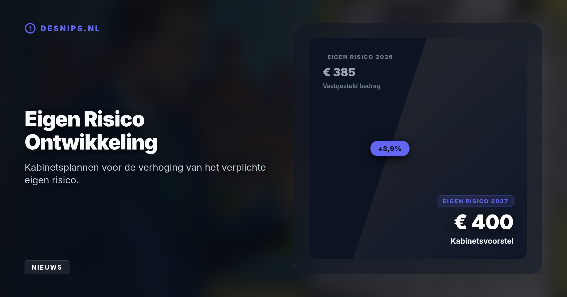 De Schiedamse verzekeraar breekt met zijn traditie omdat het kabinet nog steggelt over een verhoging van het eigen risico naar 400 euro.