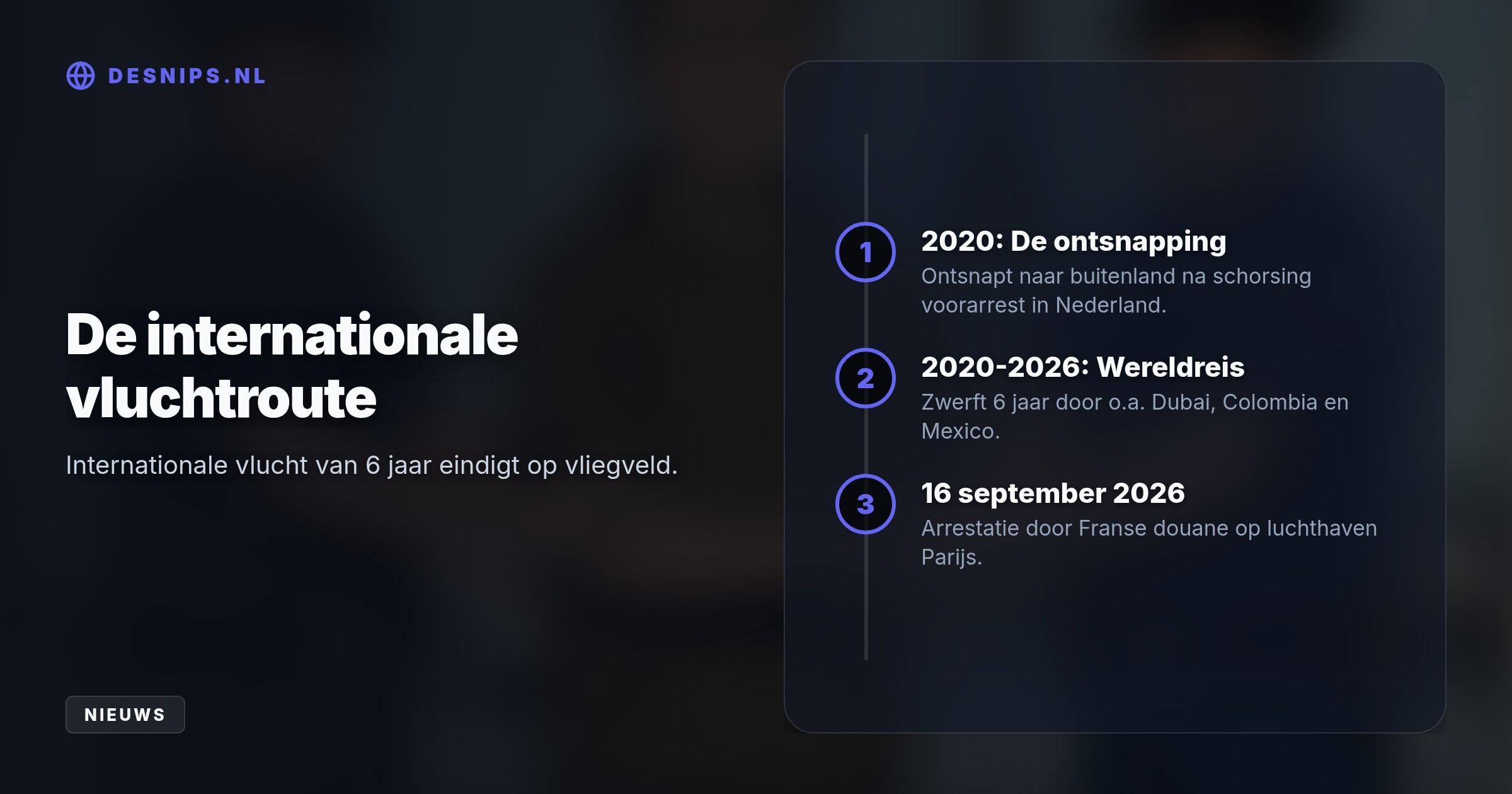 De tot elf jaar cel veroordeelde Utrechter werd na een jarenlange internationale vlucht door de Franse douane onderschept bij aankomst vanuit Marokko.