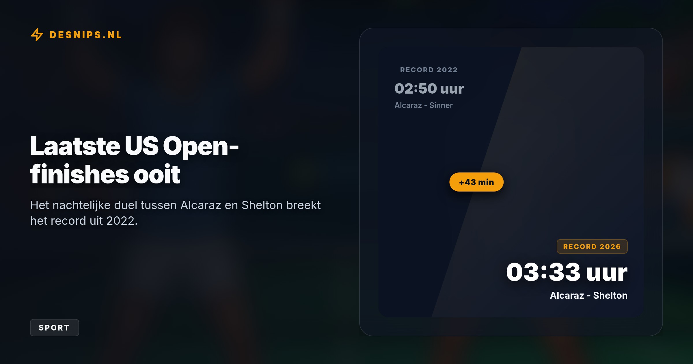 De Amerikaan overleefde een comeback van Alcaraz en sloeg om 03.33 uur toe in de beslissende supertiebreak van de vijfde set, na een strijd van ruim 4,5 uur.