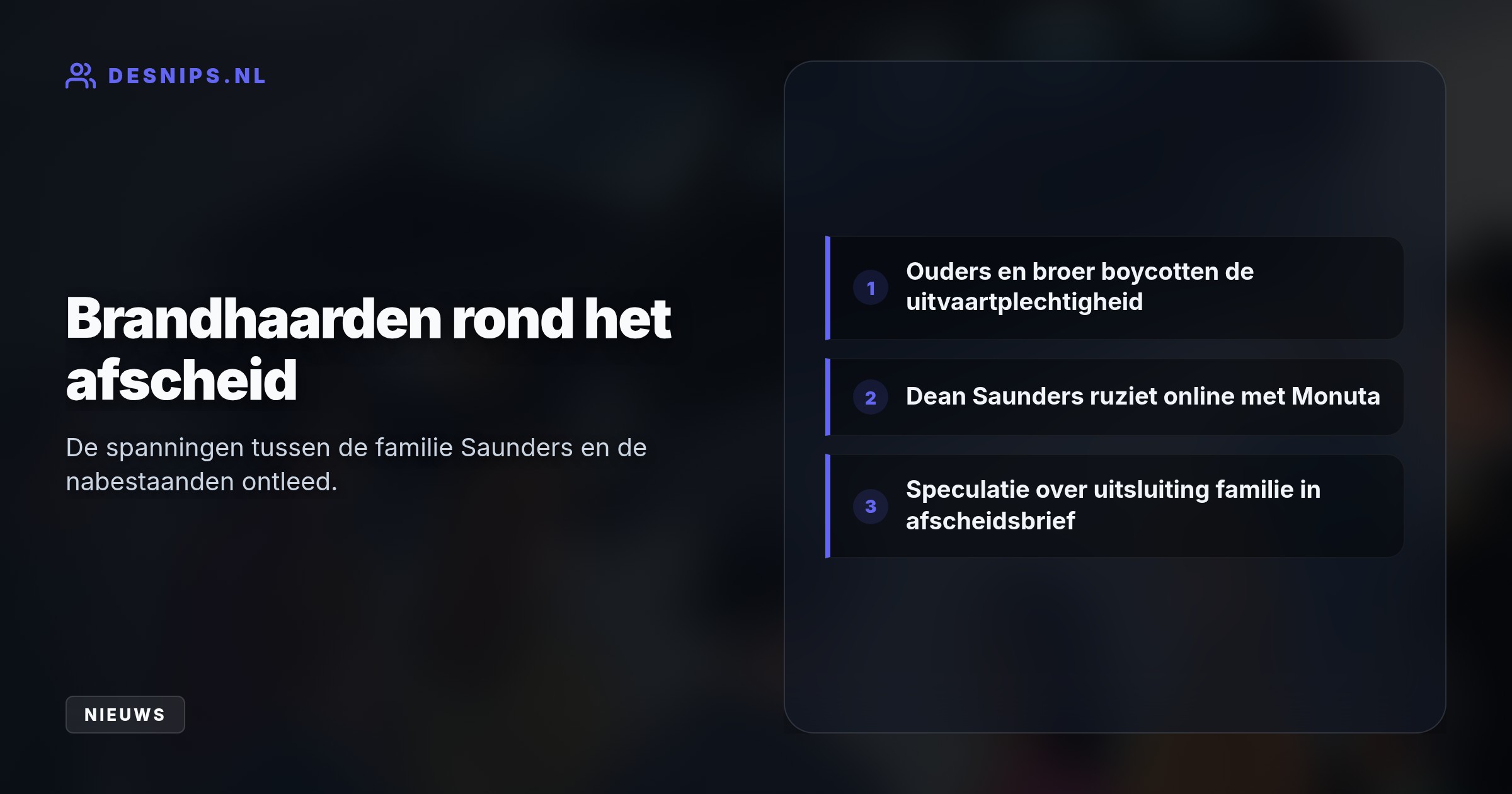 Zijn broer Dean en ouders mijden het afscheid uit protest. Online escaleert de vete over de uitvaartorganisatie en geruchten over een afscheidsbrief.