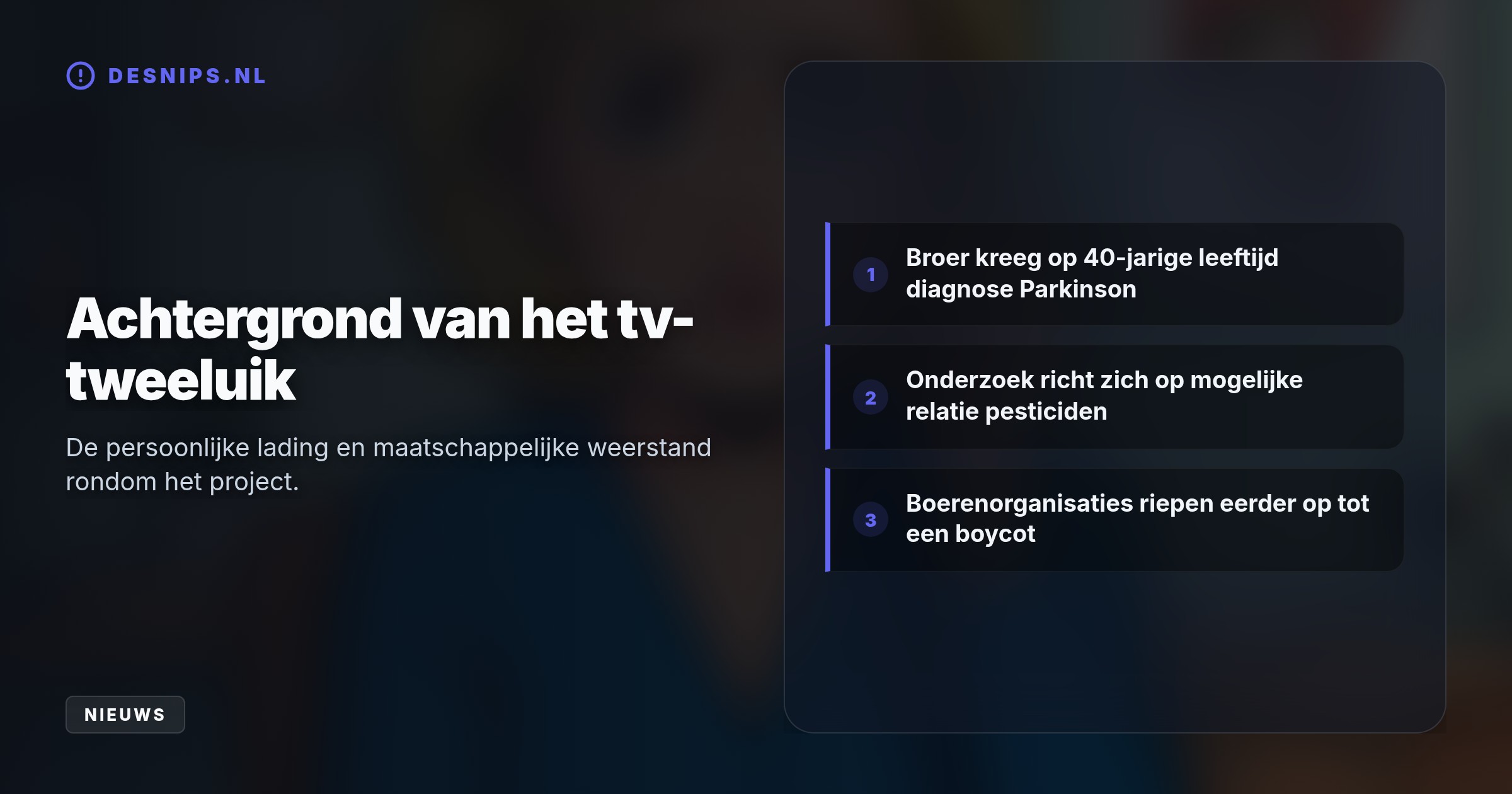 De tv-presentatrice wacht op een operatie nadat gehoor- en evenwichtsklachten optraden. Hierdoor kan ze niet aanschuiven bij talkshow Eva voor de promotie van haar nieuwe serie.