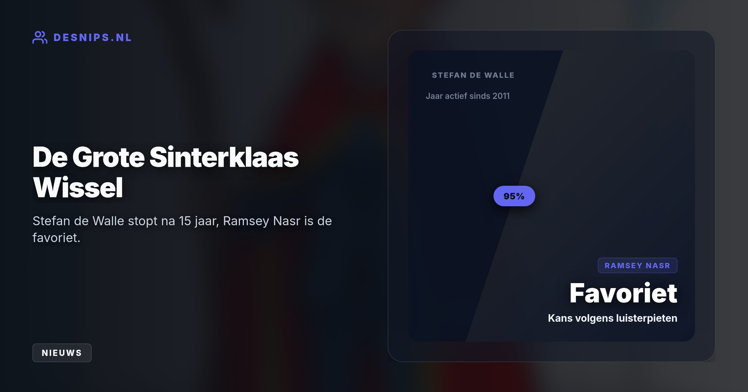 Volgens ingewijden is de 52-jarige acteur voor 95% de opvolger van Stefan de Walle. Het Sinterklaasjournaal start op 14 november in Grave, maar de NTR houdt de kaken stijf.