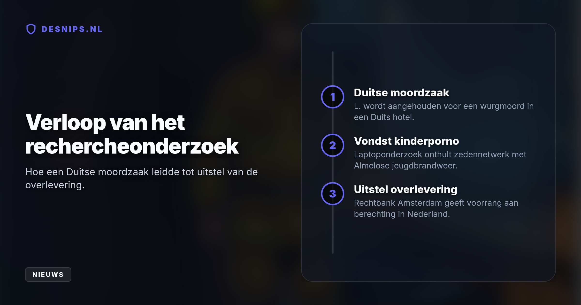 Onderzoek naar een wurgmoord in een Duits hotel bracht kinderporno op een laptop aan het licht. Hierdoor moet de verdachte eerst in Nederland voor kindermisbruik terechtstaan.