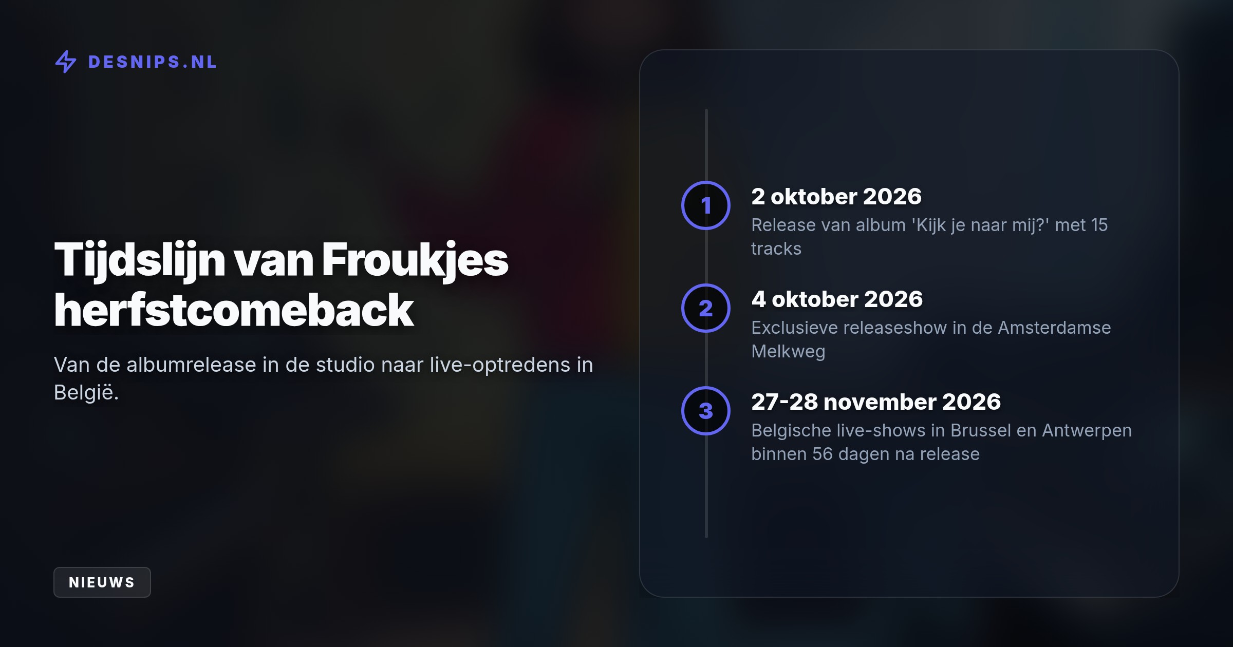 De 25-jarige zangeres verwerkt op de electropopplaat rauwe rouw over haar overleden broertje en reist eind november naar België voor live-optredens.