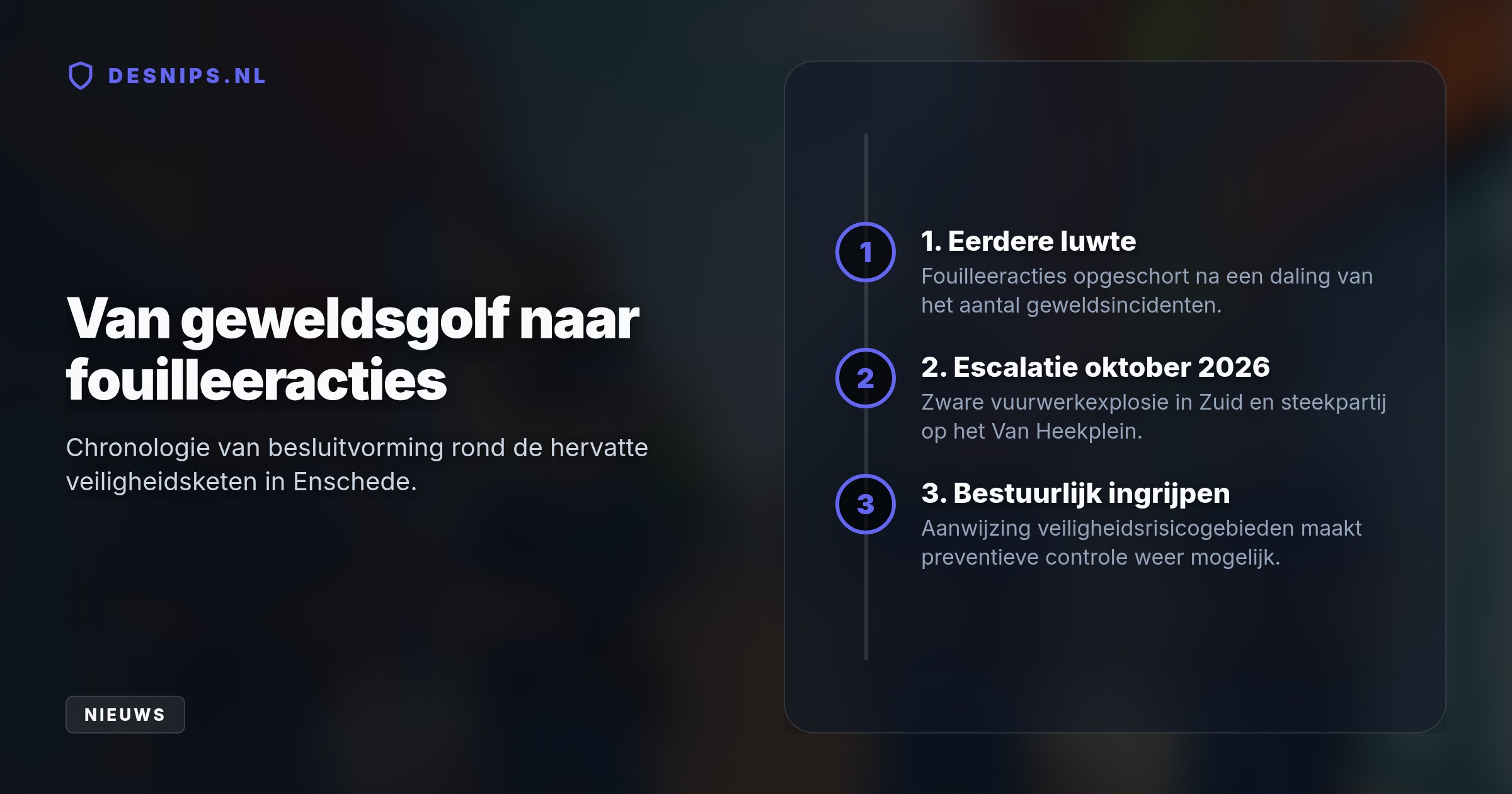 Burgemeester Bleker wijst risicogebieden aan waar de politie voorbijgangers zonder verdenking mag controleren, na een steekpartij en cobra-explosies in de stad.