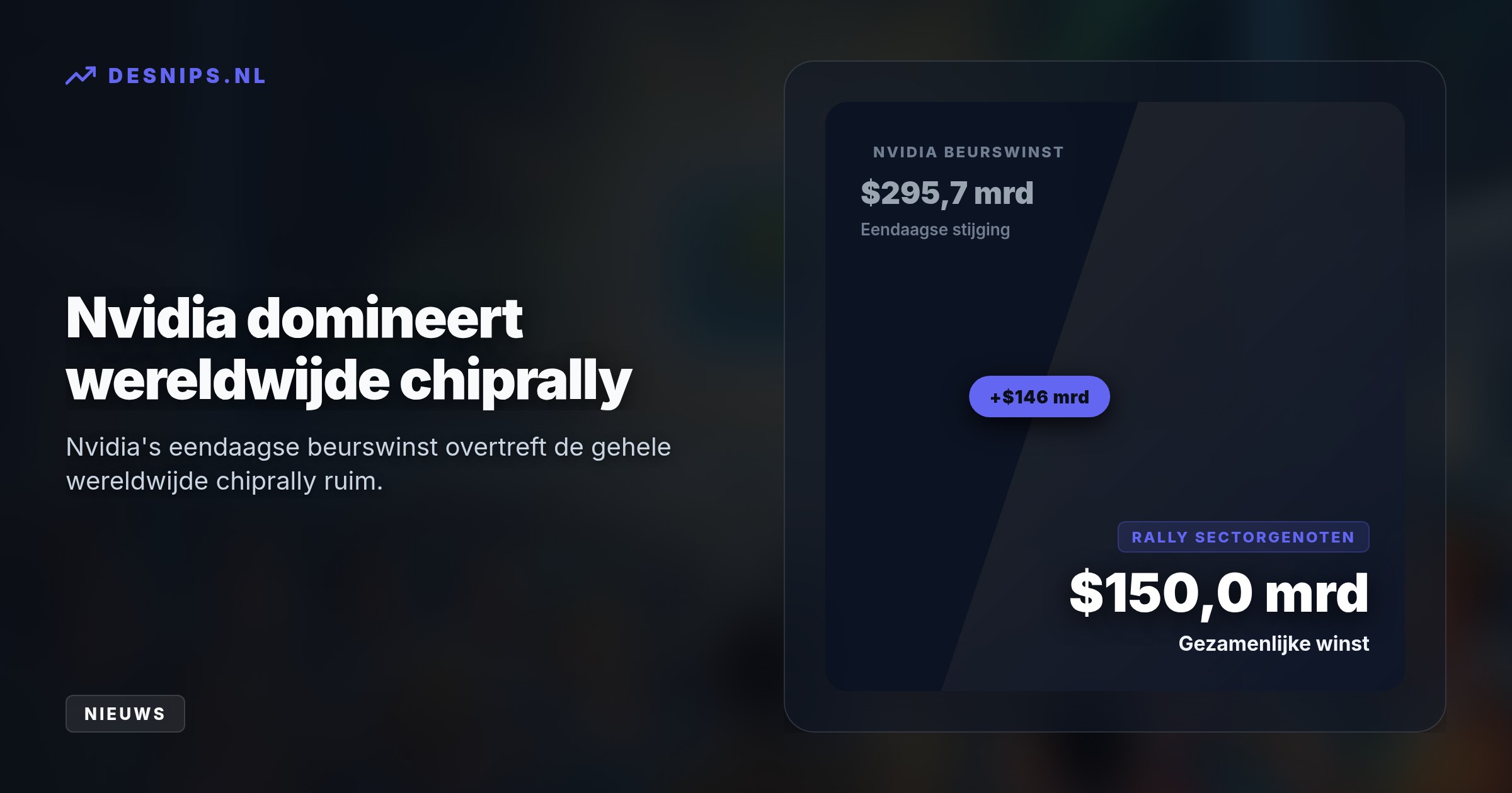 De chipgigant boekte een recordomzet van 96,22 miljard dollar door de aanhoudende run op AI-chips. Een mega-deal met AWS en een prognose van 70% groei bewijzen dat de hype nog lang niet voorbij is.