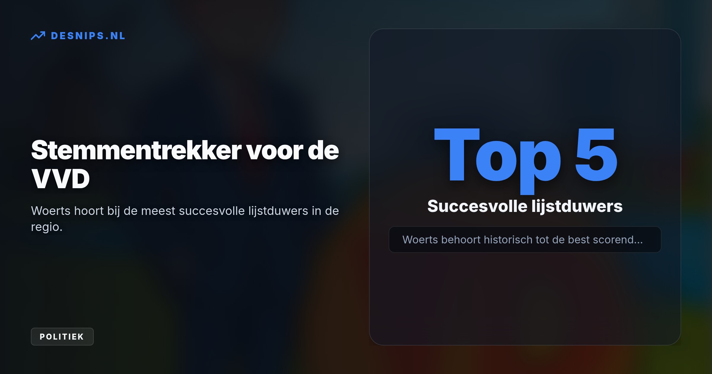 De bekende sportmarketeer wil de liberalen laten groeien en zet zijn populariteit in; historisch behoort hij tot de top vijf succesvolste stemmentrekkers in de provincie.