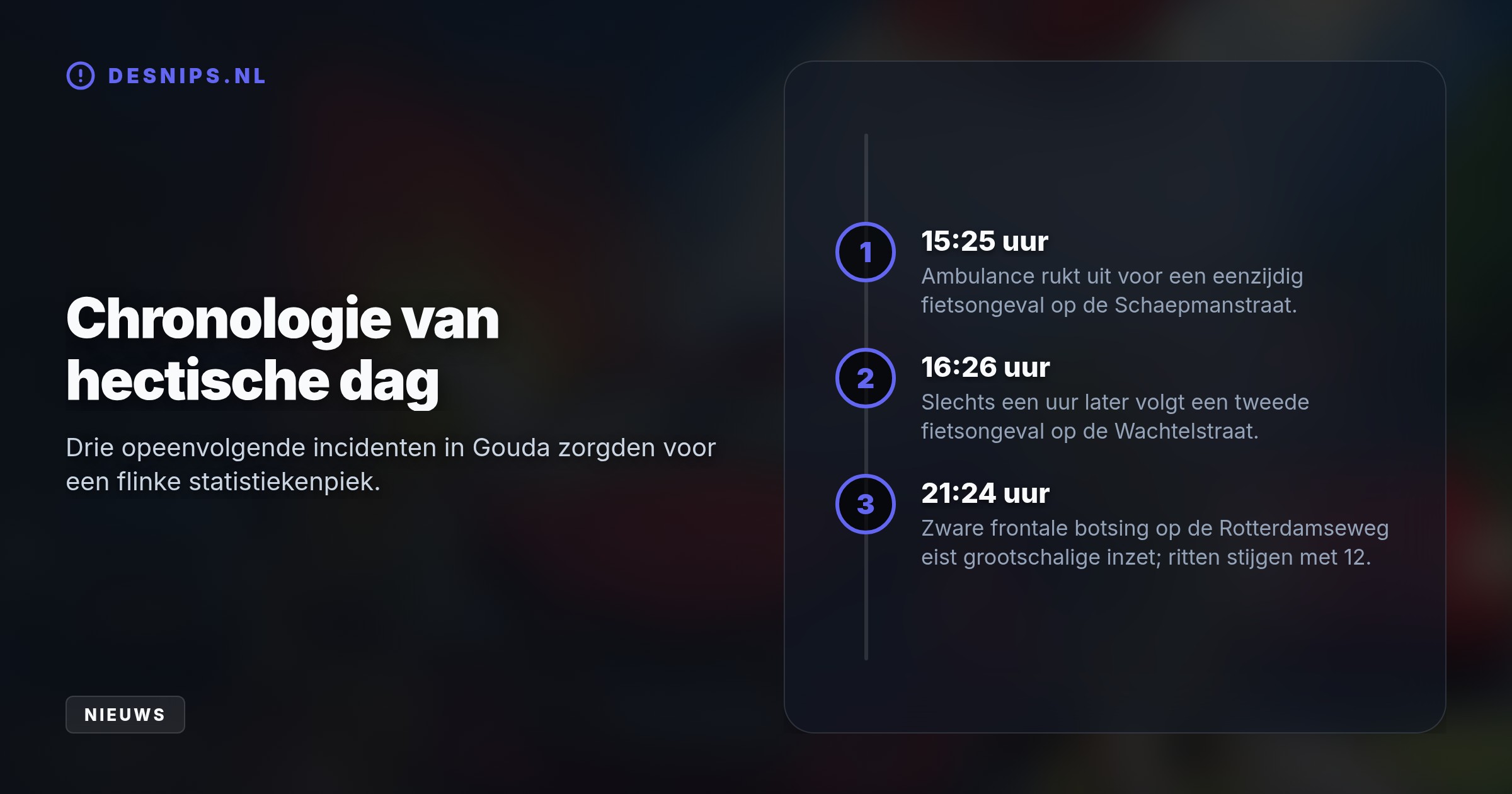 Na een harde klap op de Rotterdamseweg raakten slachtoffers bekneld in twee auto's. Brandweer en een traumahelikopter rukten uit tijdens een hectische dag voor de Goudse hulpdiensten.