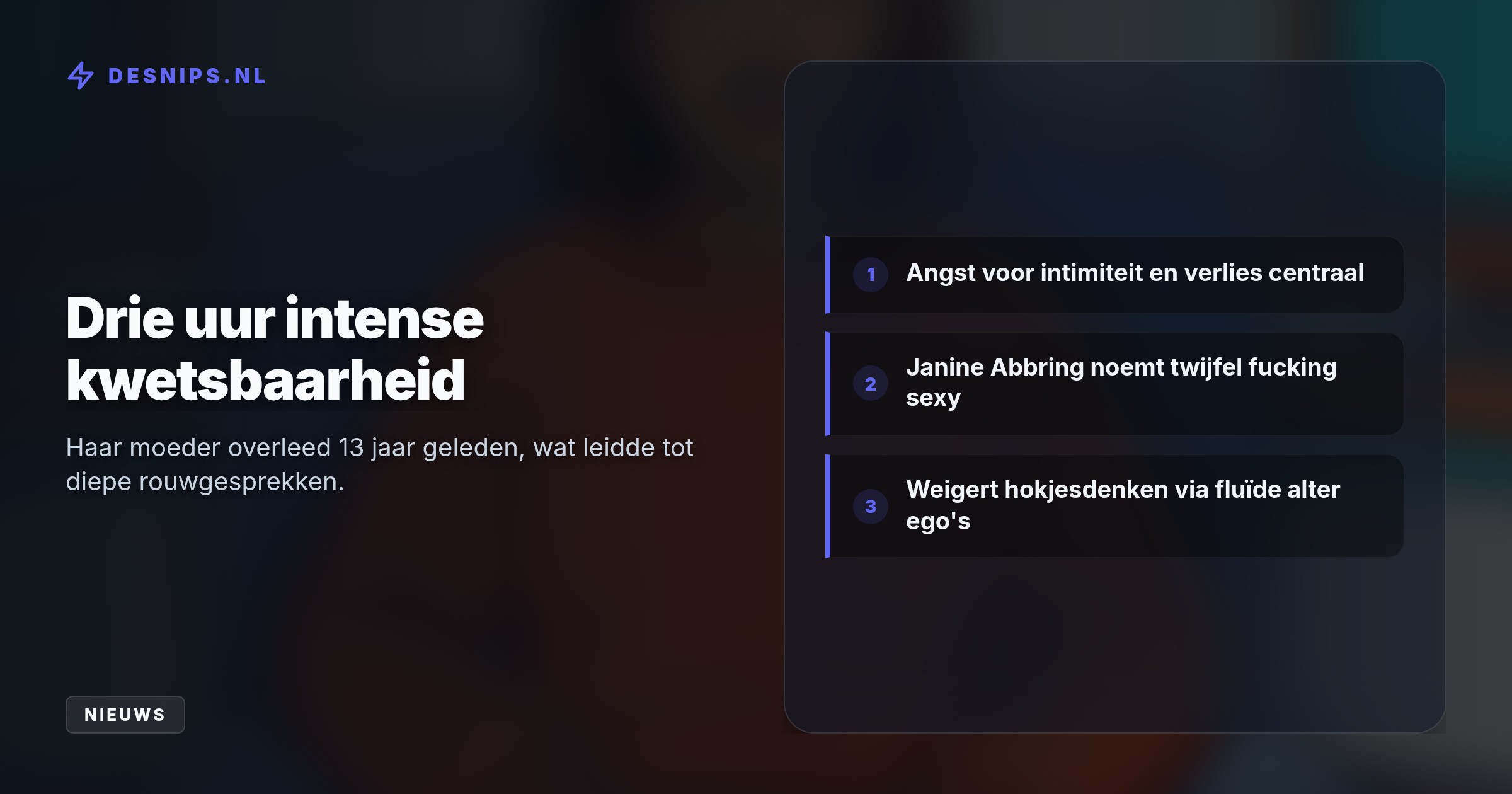 De theatermaker stelde zich drie uur lang kwetsbaar op. Door haar angsten, intimiteit en het verlies van haar moeder openlijk te bespreken, stal ze de harten van de kijkers.