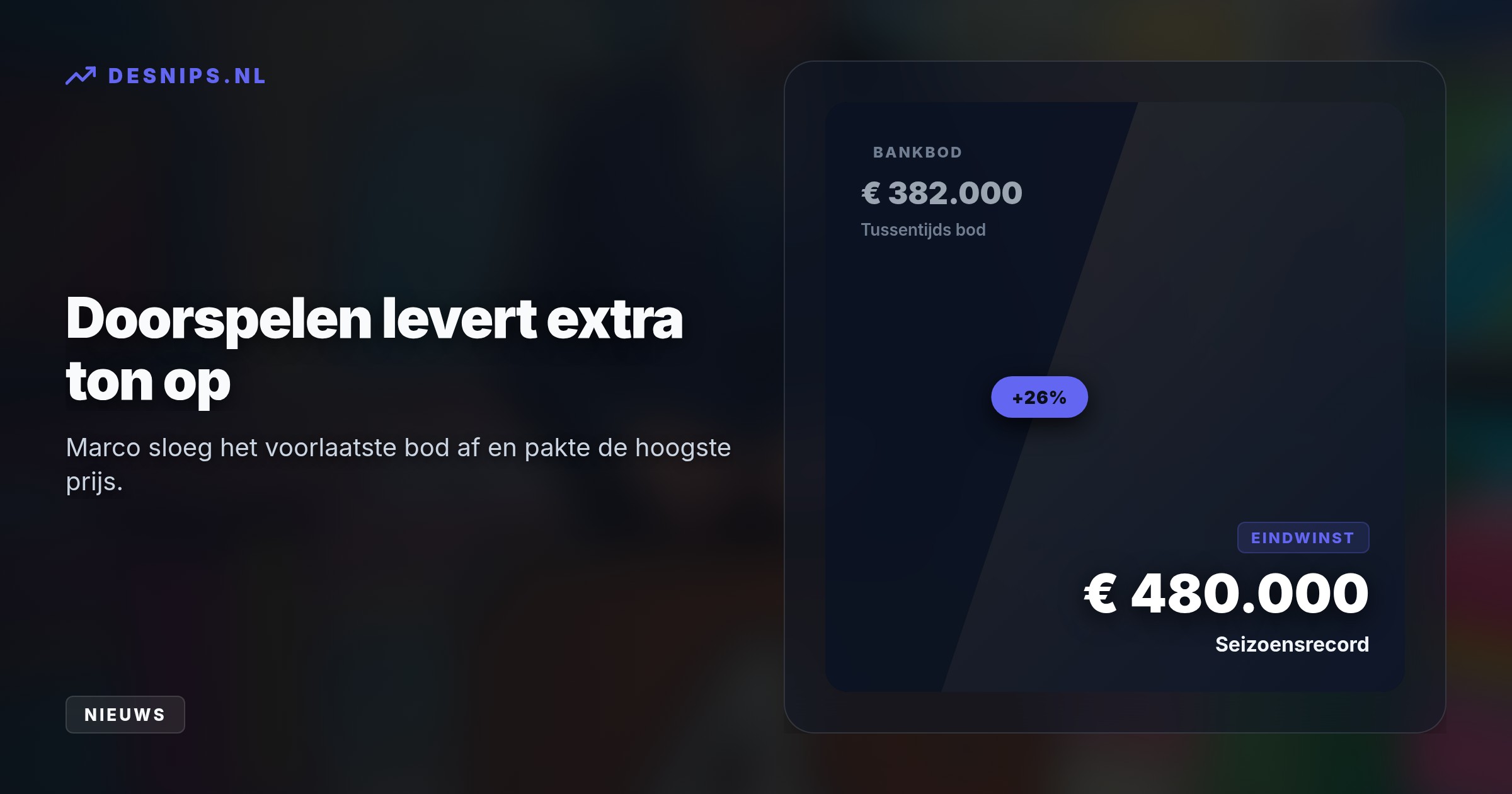 Met gelukskoffer 4, gekozen als eerbetoon aan zijn recent overleden vriend, stopte de Brabander op tijd om de hoogste prijs van dit seizoen mee naar huis te nemen.