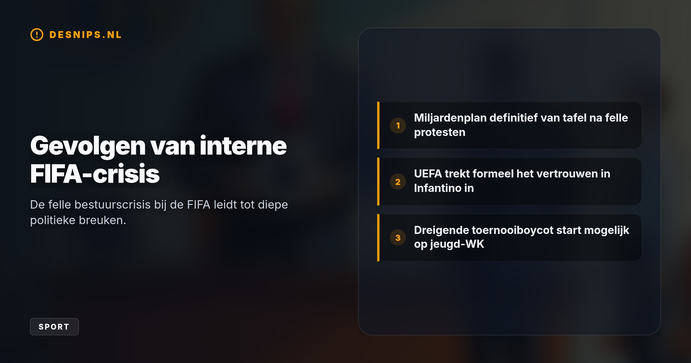 Kevin Lamour verzette zich tegen de verkoop van WK-rechten voor 4,2 miljard dollar. Zijn ontslag wakkert een dreigende UEFA-boycot van FIFA-toernooien verder aan.