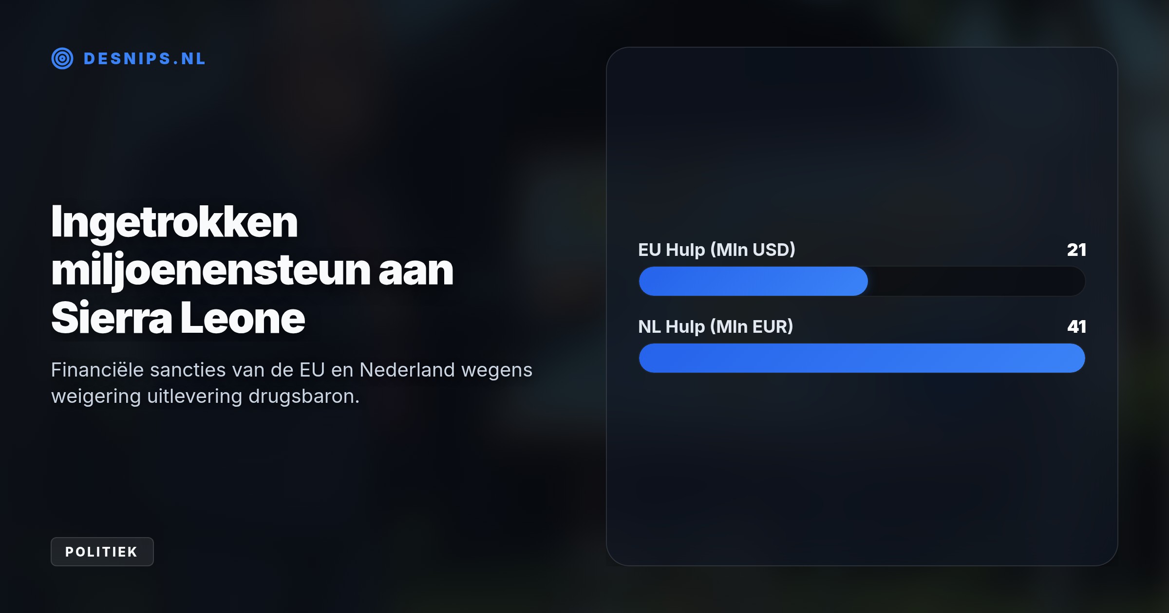 Omdat Sierra Leone weigert drugsbaron Bolle Jos op te pakken, schorten Brussel en Den Haag tientallen miljoenen aan hulp op tot zijn exacte verblijfplaats is bewezen.