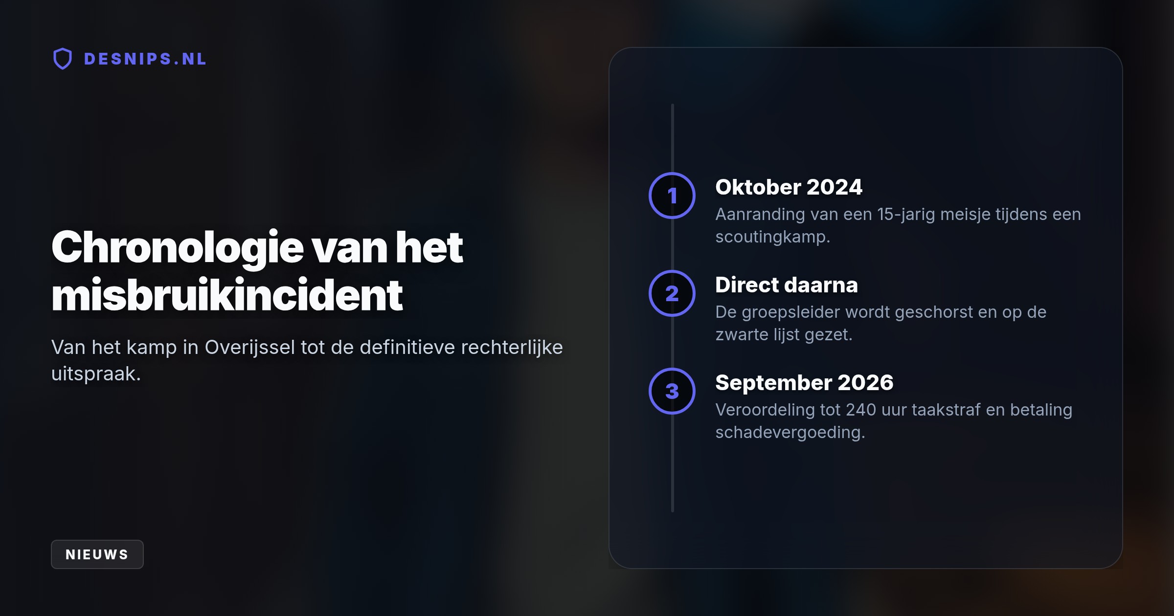 De 34-jarige man randde in 2024 een 15-jarig meisje aan tijdens een scoutingkamp. Naast 240 uur taakstraf krijgt hij een definitief verbod bij Scouting Nederland.