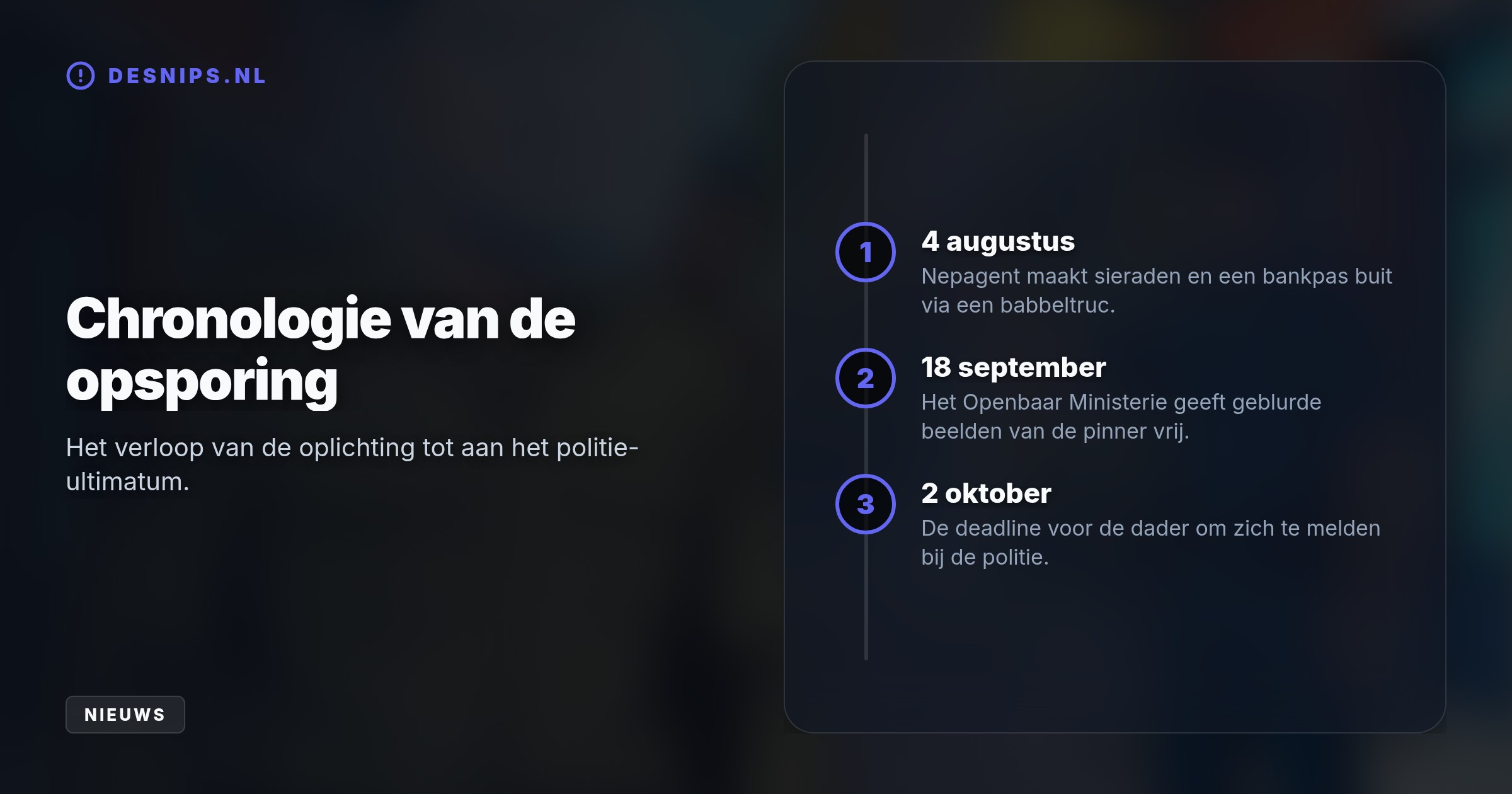 Na de diefstal van duizenden euro's bij een 72-jarige vrouw, dreigt de politie de beelden van de dader ongeblurd te tonen als hij zich niet voor 2 oktober meldt.