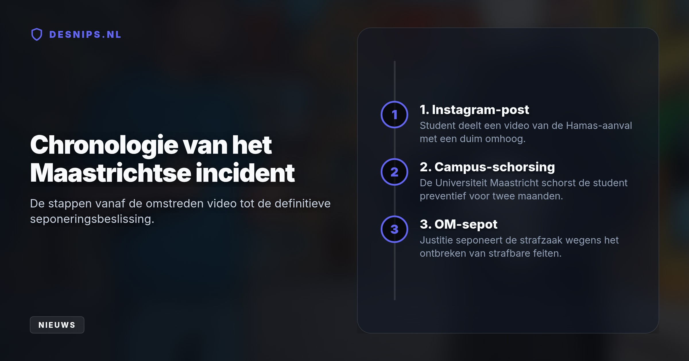 Justitie ziet in de gewraakte video geen strafbare feiten zoals opruiing of terrorismeverheerlijking. De student blijft wel voor twee maanden geschorst door de universiteit.