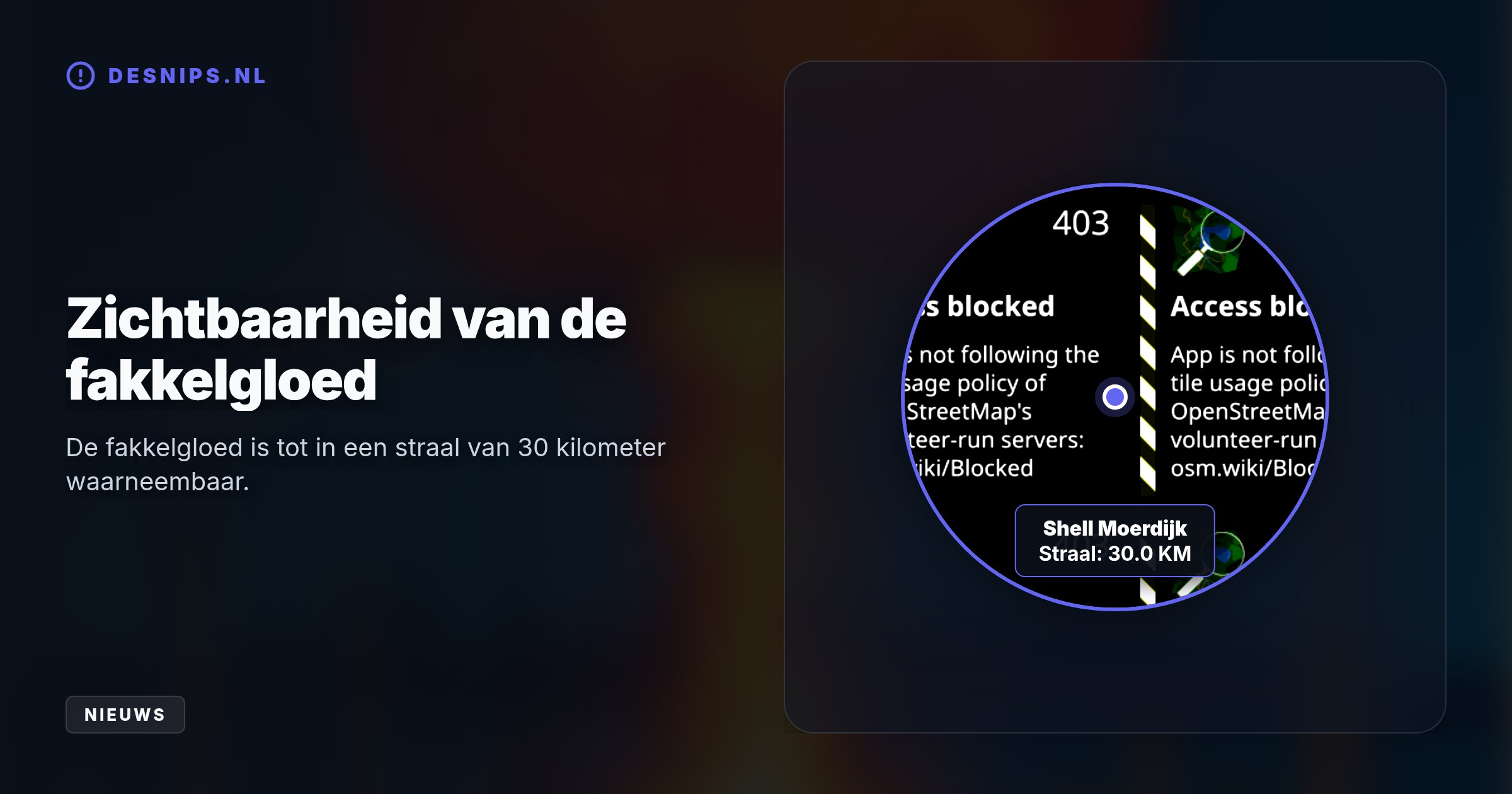 Door een technische storing ligt de fabriek stil. Om installaties veilig te houden fakkelt het complex overtollige gassen af, wat een felle gloed en geluidshinder veroorzaakt.