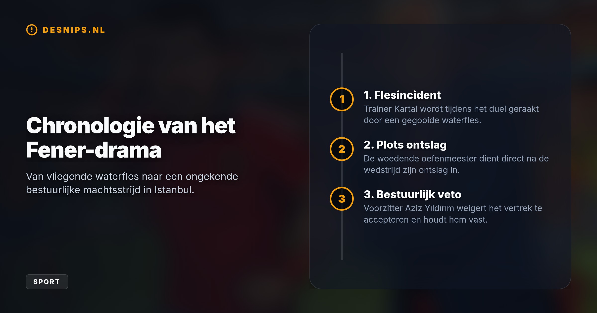 Na een incident waarbij een waterfles tegen zijn hoofd werd gegooid, stapte trainer İsmail Kartal op. Voorzitter Aziz Yıldırım weigert dit vertrek echter resoluut te accepteren.