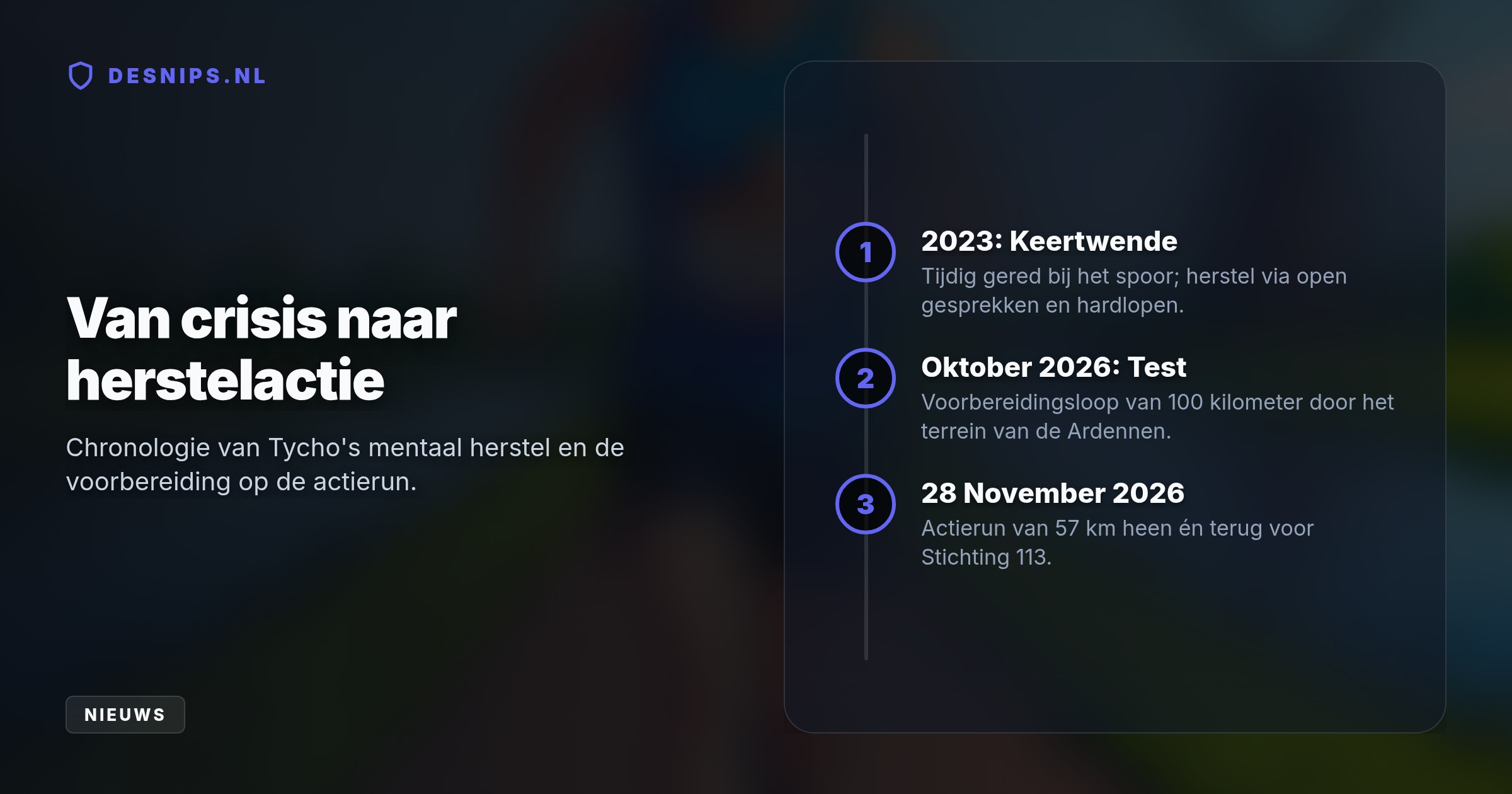 Drie jaar na een ernstige mentale crisis vraagt de Utrechter met een zware hardloopactie aandacht en donaties voor de hulpverlening aan lotgenoten.