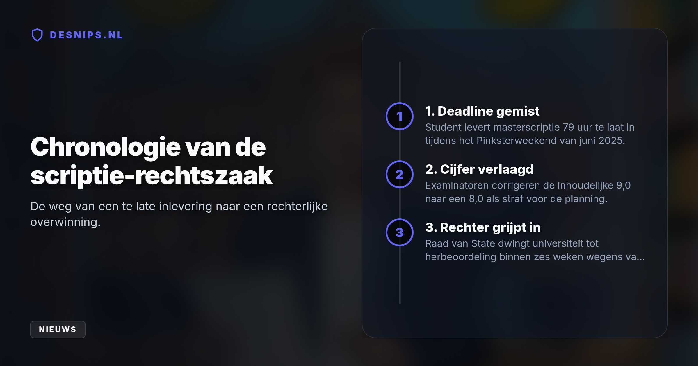 De universiteit moet het cijfer heroverwegen omdat sancties bij te laat inleveren vooraf onduidelijk waren. Dit schept een precedent voor alle studenten.