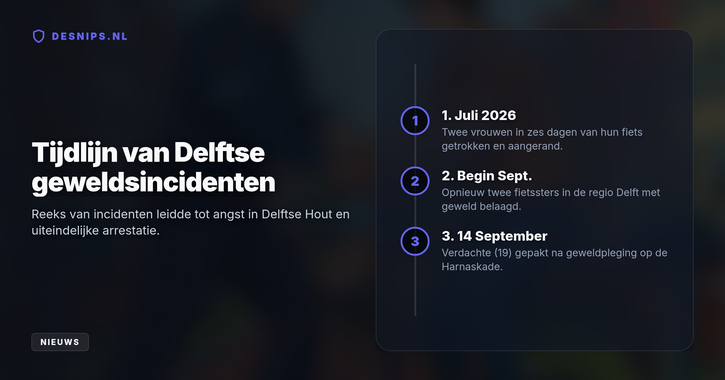 Na een nieuwe mishandeling op de Harnaskade hield de politie de 19-jarige tiener aan. De recherche onderzoekt de link met vier eerdere aanrandingen in Delft.