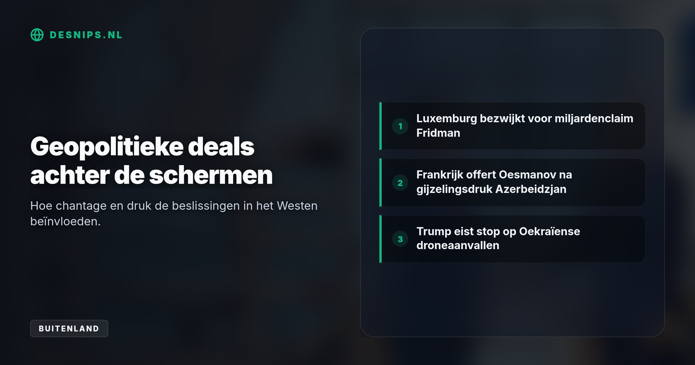 Luxemburg en Frankrijk bogen voor een miljardenclaim en gijzelingsdruk. Tegelijkertijd verwoesten Russische bommen Zaporizja en eist Trump een stop op olie-aanvallen.