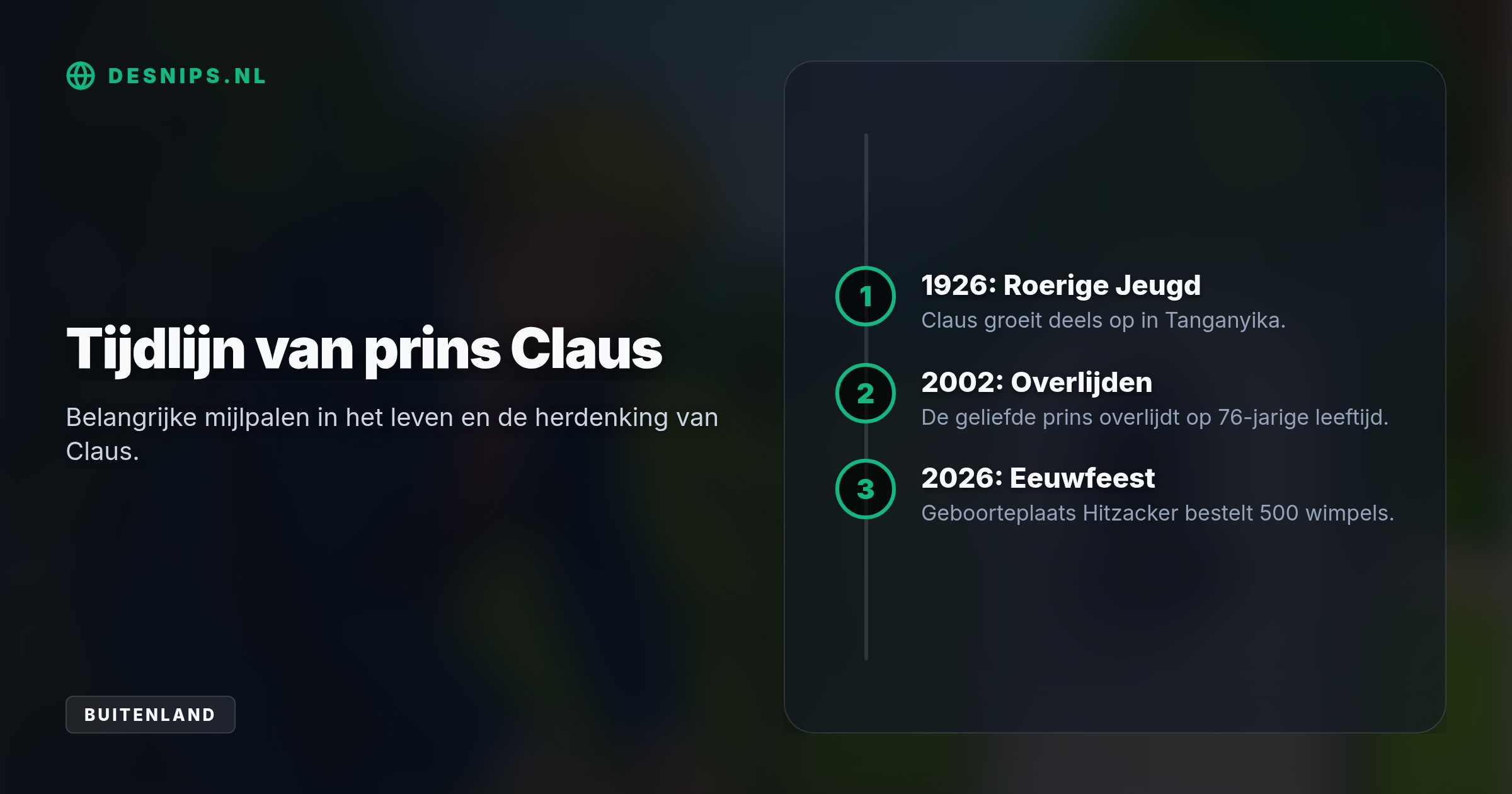 Samen met Beatrix en zijn broers herdenkt de koning de koninklijke vernieuwer in diens Duitse geboorteplaats, waar Claus' nalatenschap als grondlegger van de 'freelance royal' gevierd wordt.