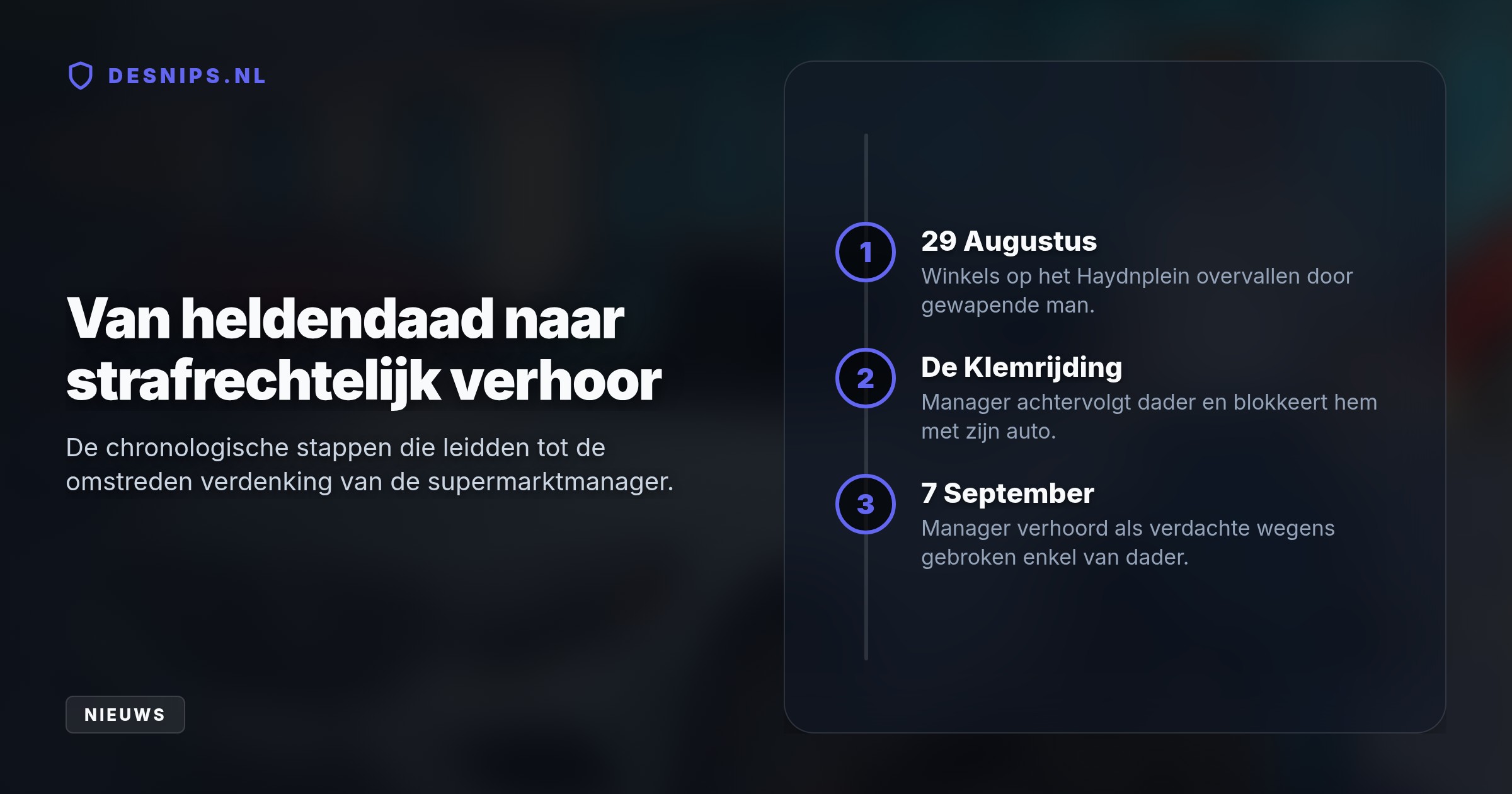 De Heemskerkse bedrijfsleider achtervolgde de vluchtende, gewapende messentrekker met zijn Mercedes. Omdat de dader daarbij zijn enkel brak, onderzoekt het OM of de manager strafbaar is.