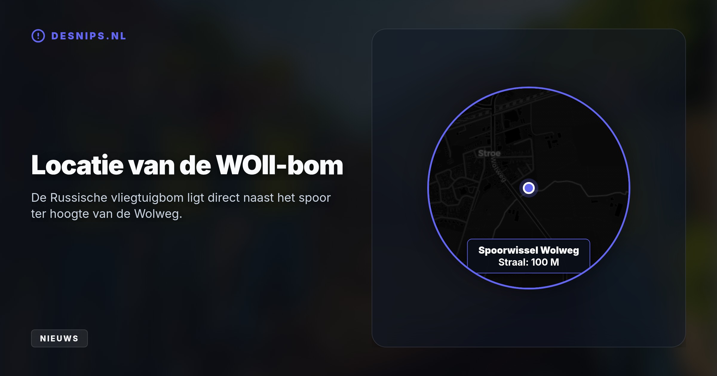 Tijdens onderhoud aan de spoorwissels bij de Wolweg is een oude Russische vliegtuigbom gevonden. De EOD stelt de omgeving veilig, maar het treinverkeer ondervindt nog geen hinder.
