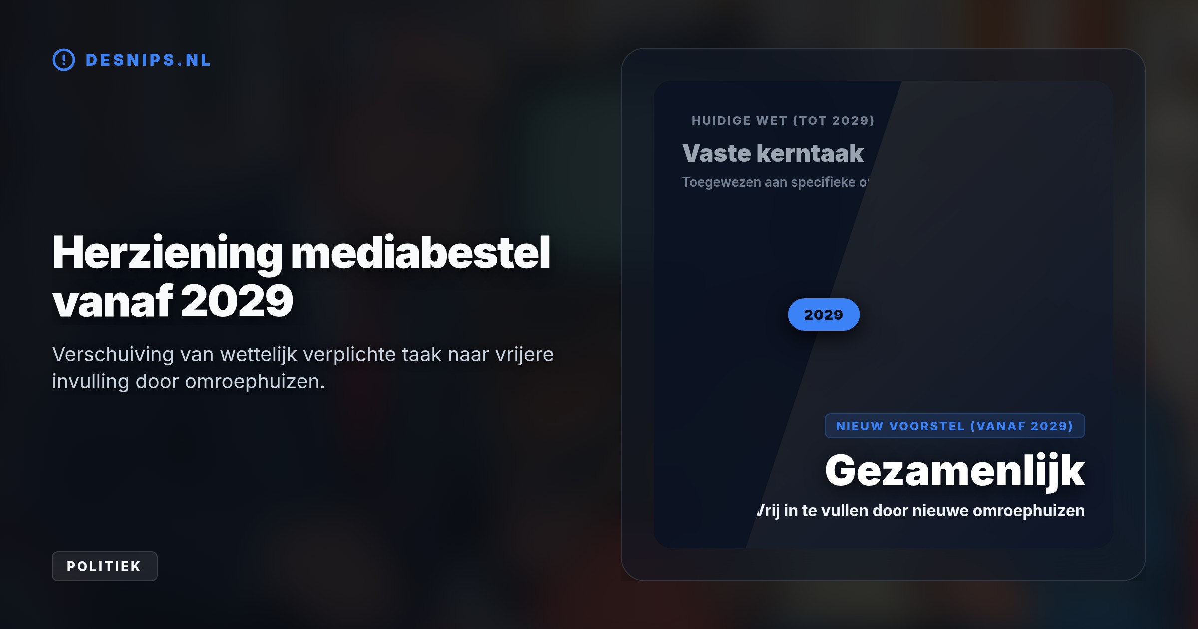 Door de nieuwe omroepwet vervalt de vaste cultuurtaak voor omroepen zoals de NTR. De NPO vreest dat kostbare kunstdocumentaires daardoor definitief verdwijnen.